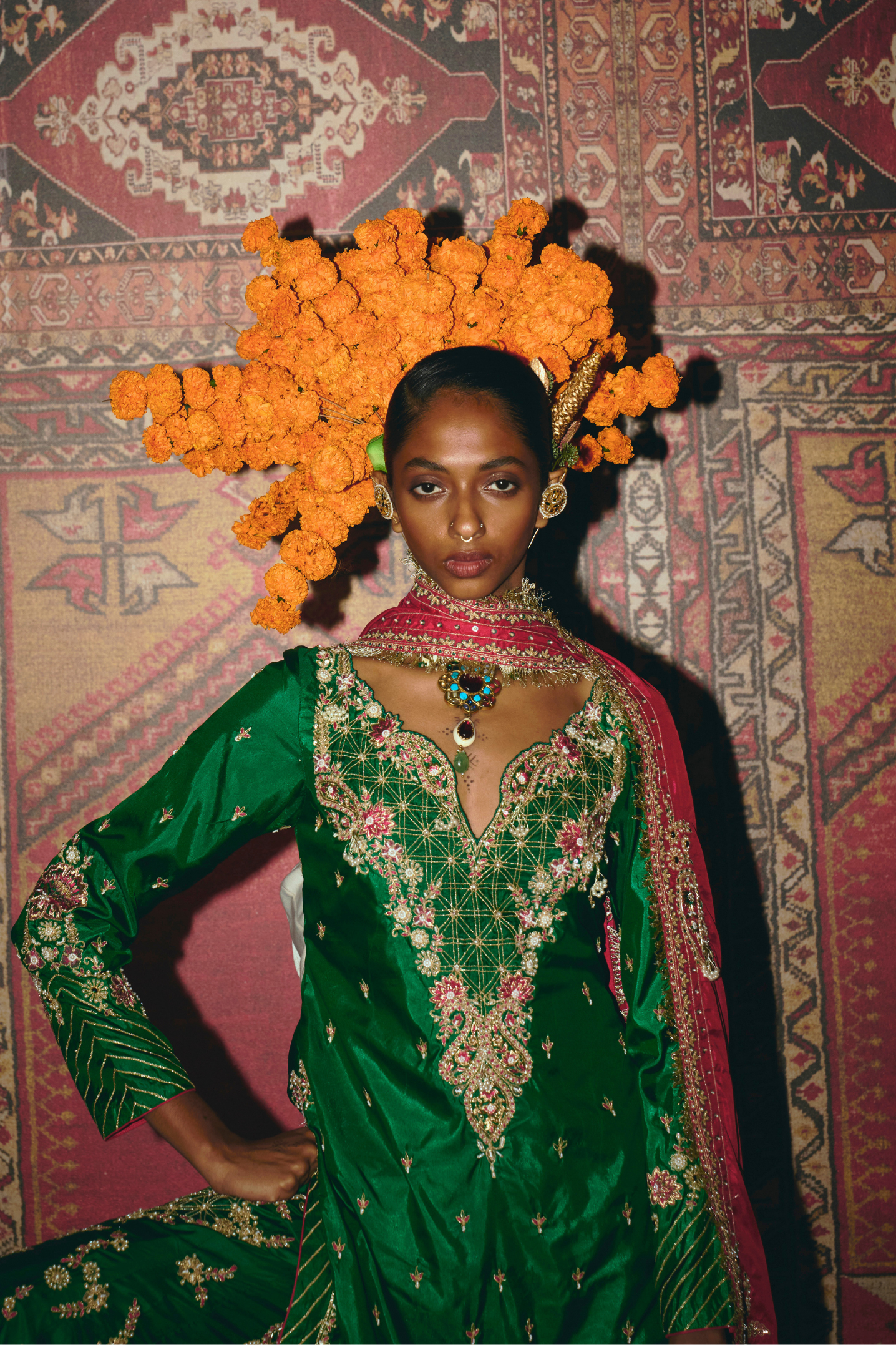 Green Soft Silk Sharara Set