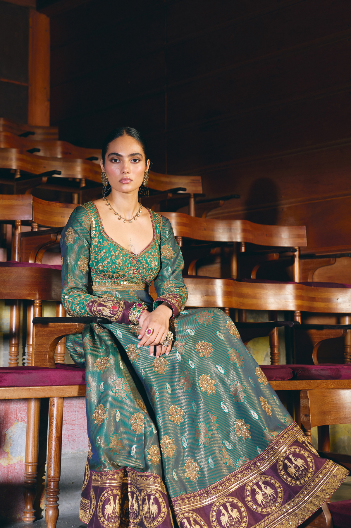 Mādhurya Līlā teal anarkali set