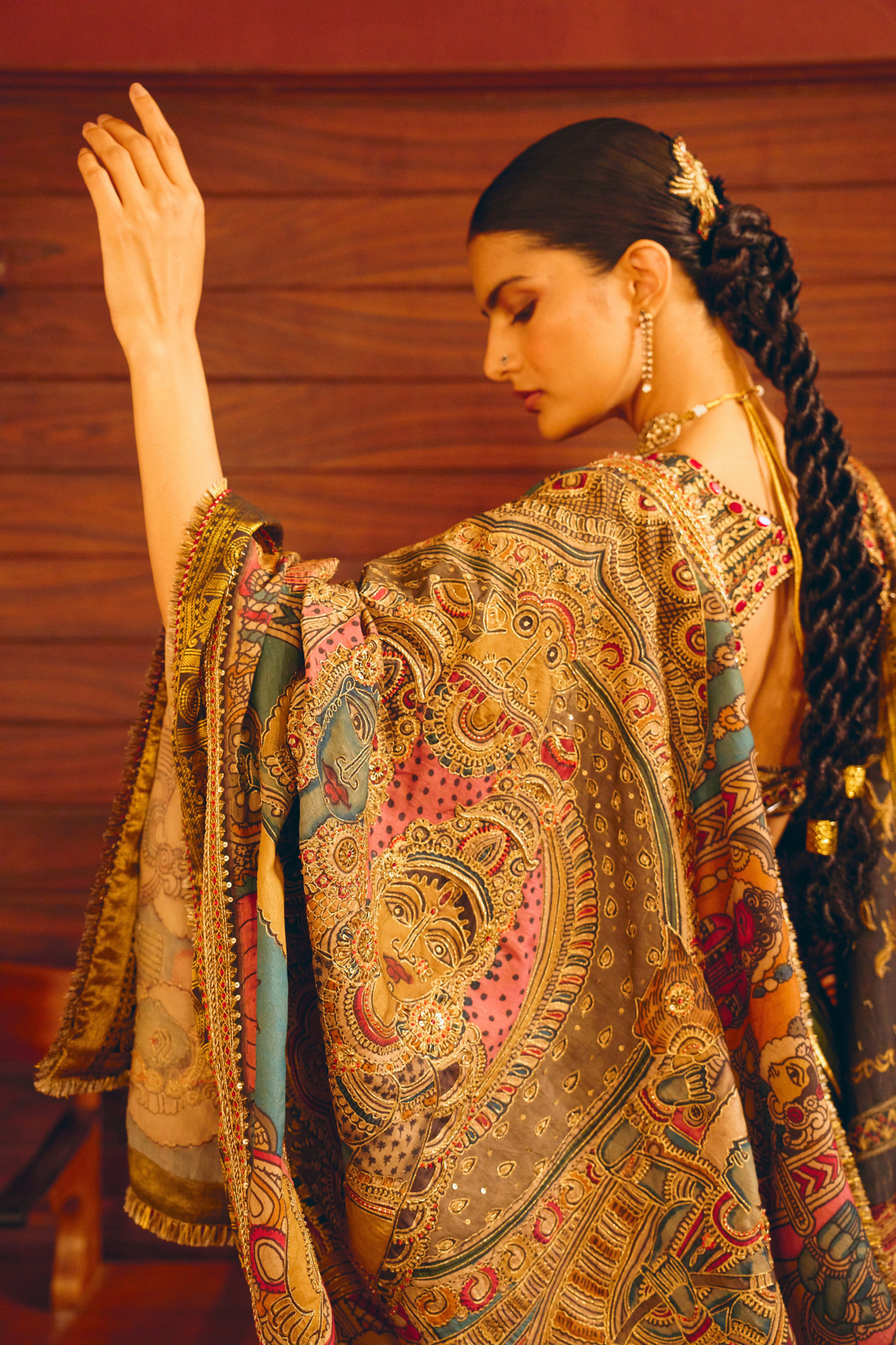 Mangalam Emerald Green Paisley Lehenga With Kalamkari Duppata Set