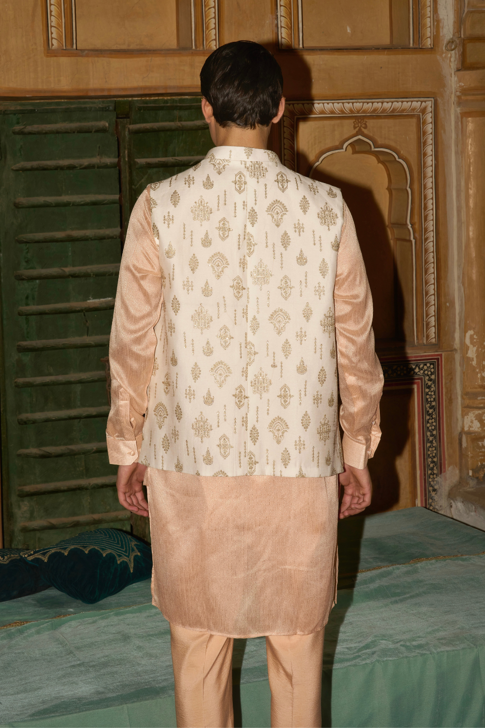 Ivory Chanderi textured jacket