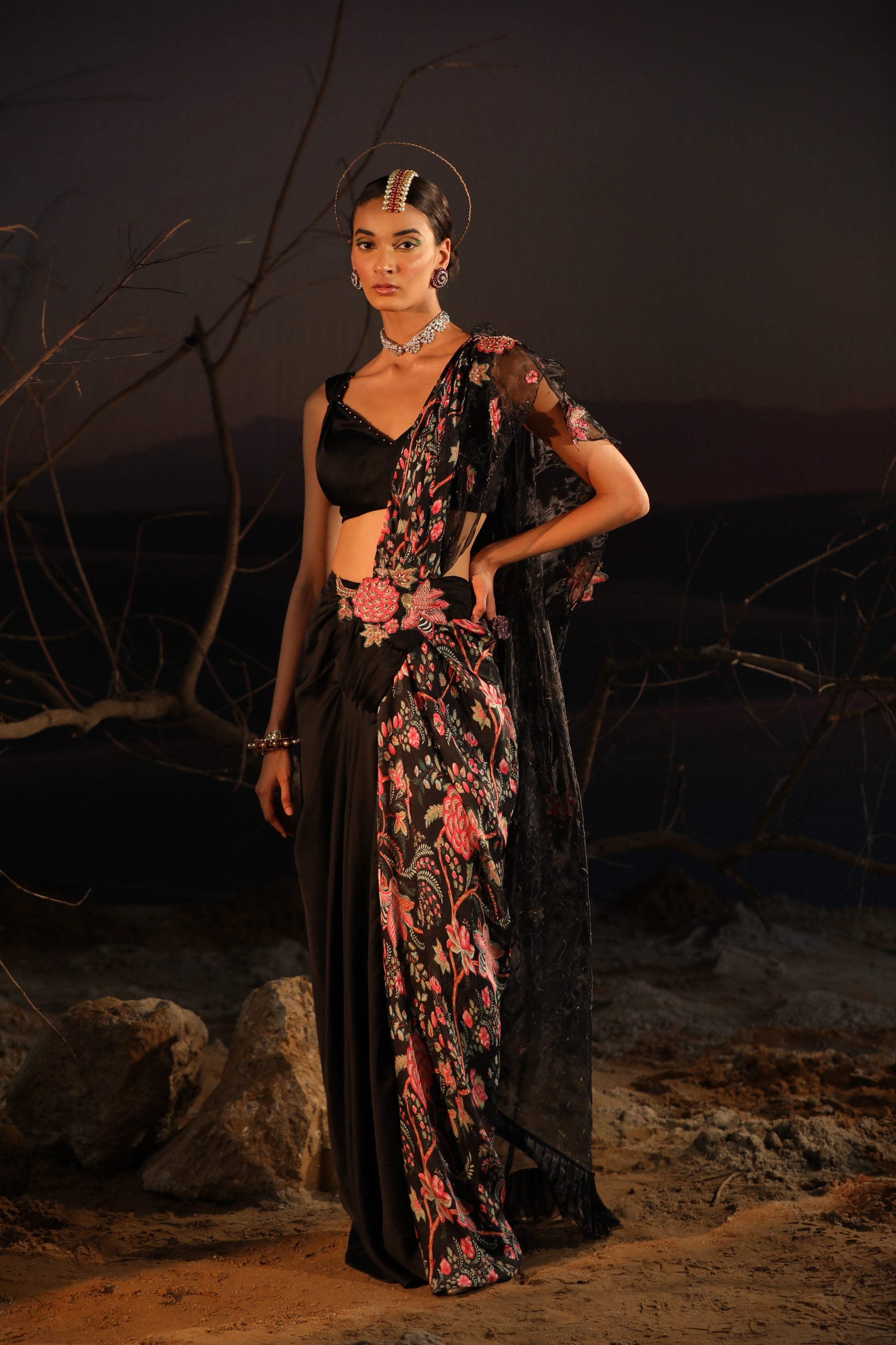 Khusha Kapila IN BLACK ORGANZA PALLA SAREE