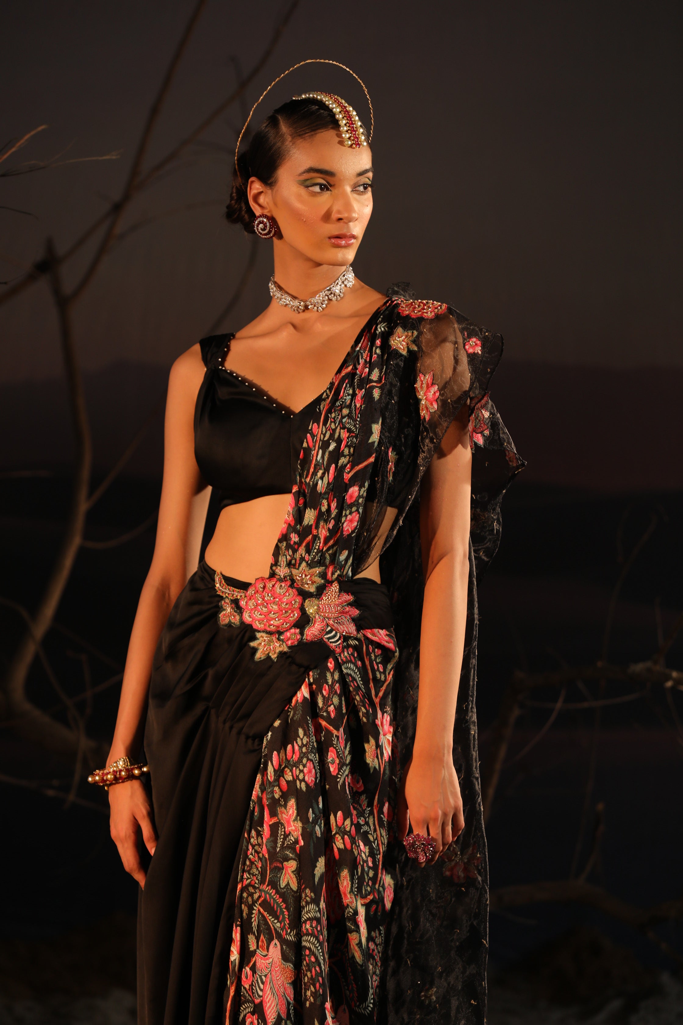 Khusha Kapila IN BLACK ORGANZA PALLA SAREE