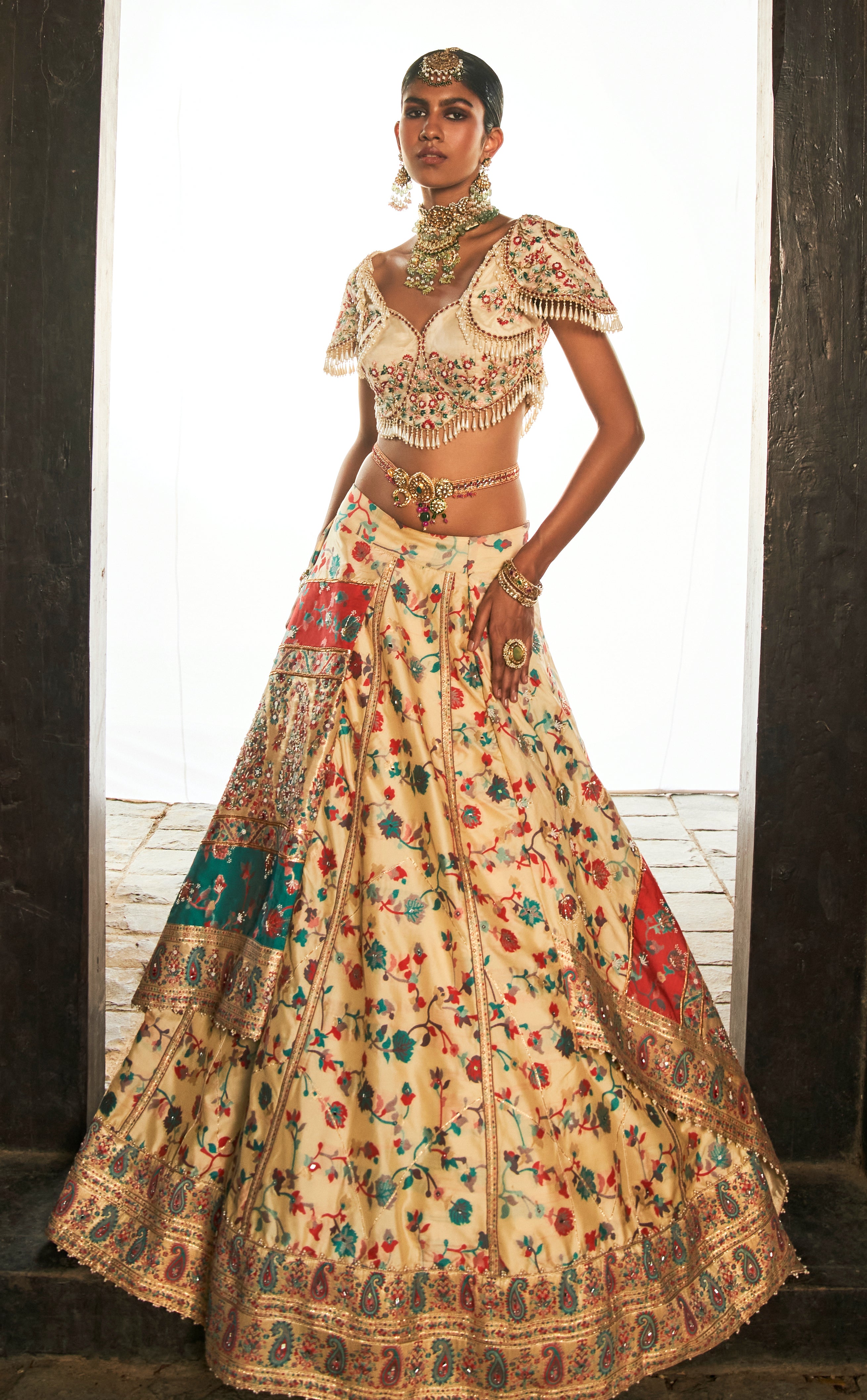 Ivory kani Embroidered Lehenga