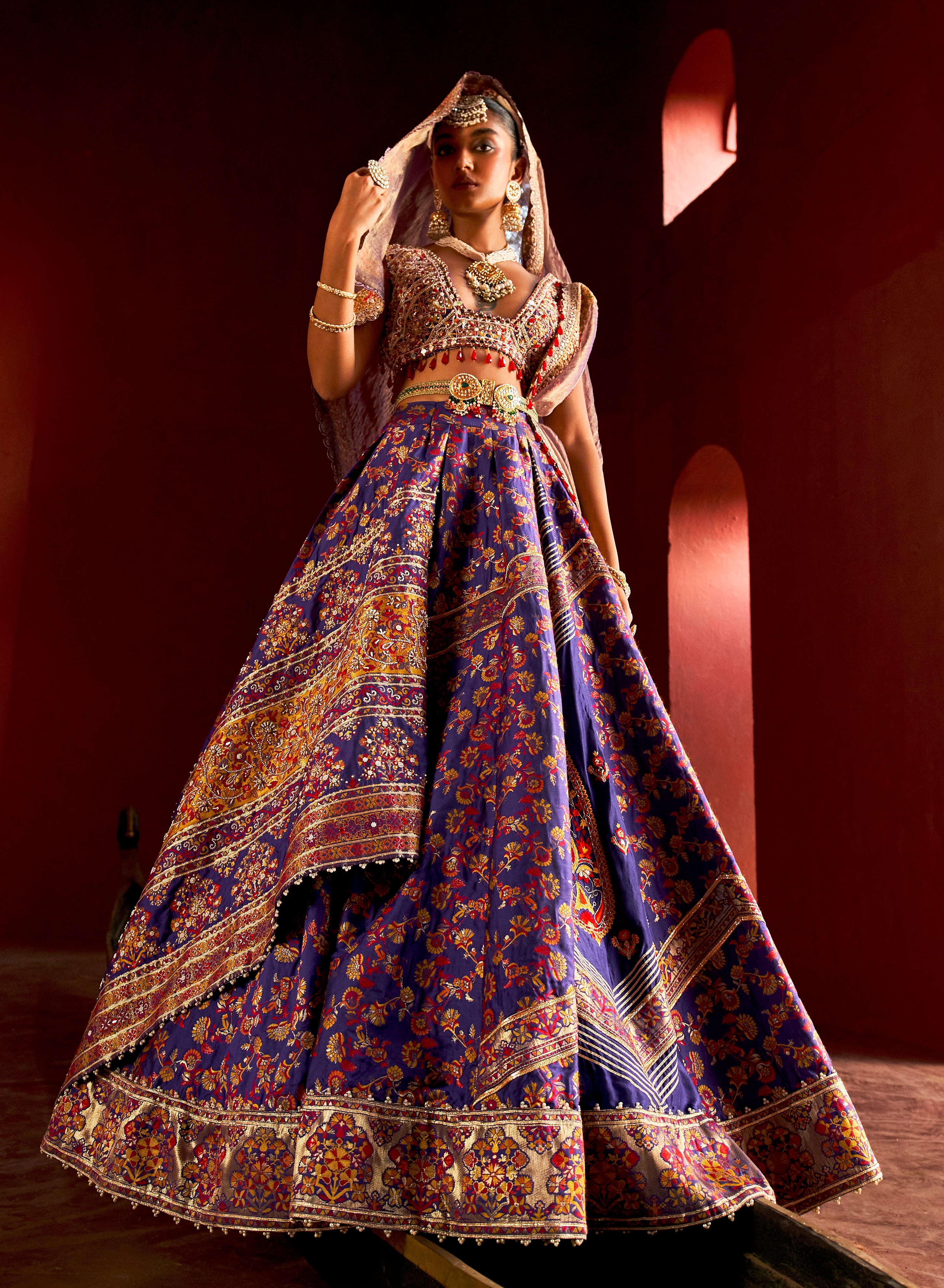 Purple kani Embroidered Lehenga