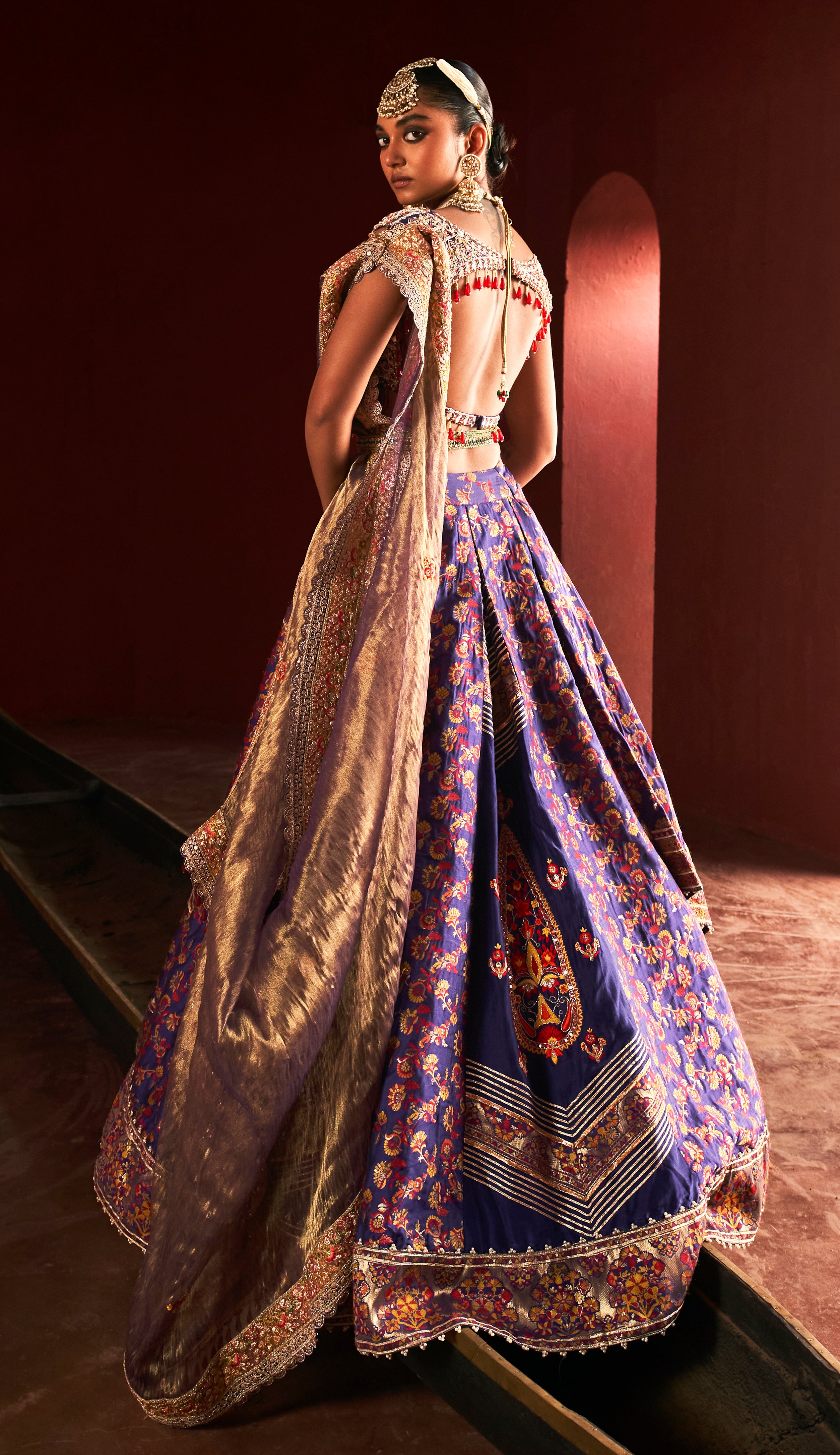 Purple kani Embroidered Lehenga