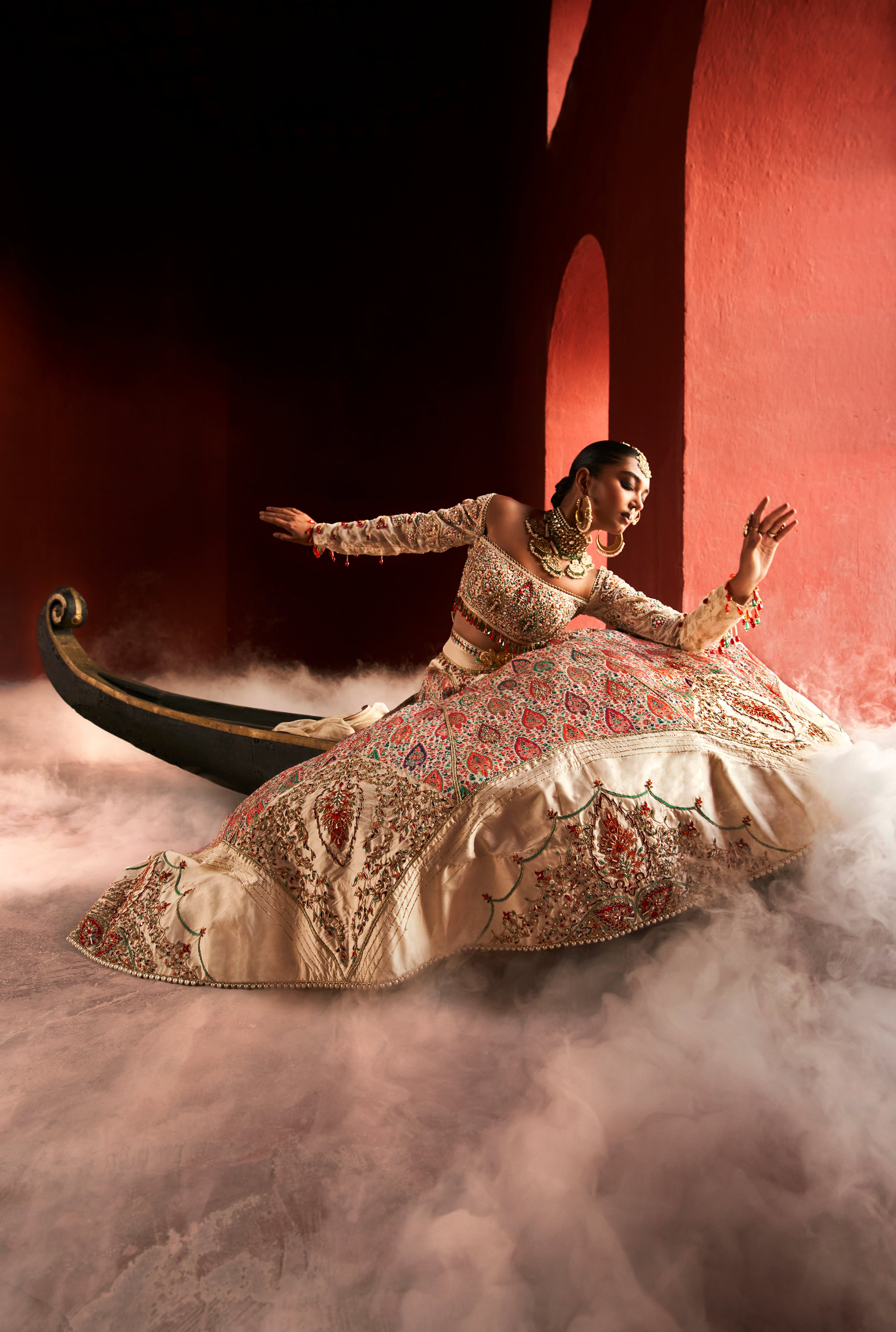 Ivory Jamawar Lehenga