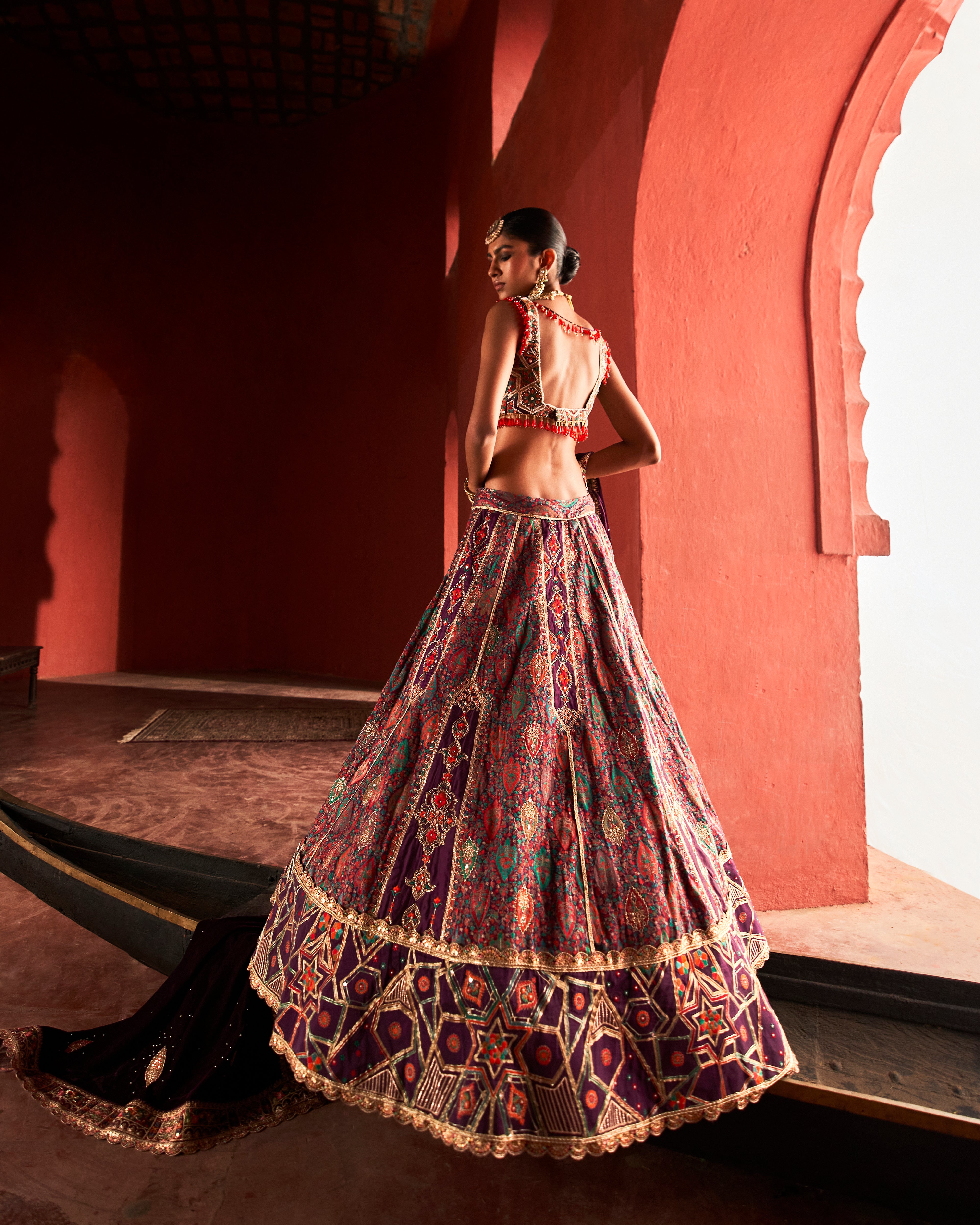 Dark Purple Jamawar Lehnga