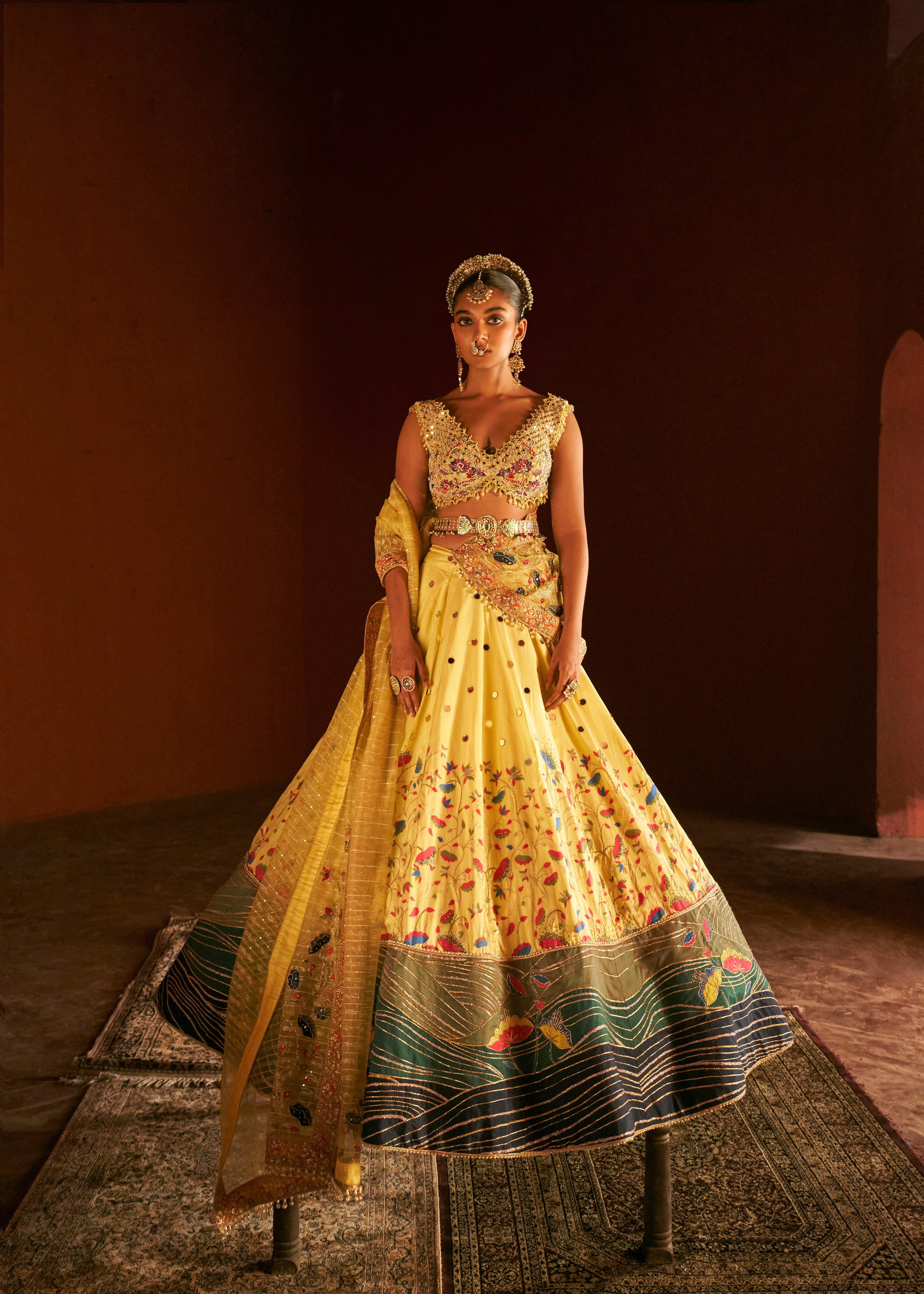 Yellow Zari Woven Paithani Lehenga