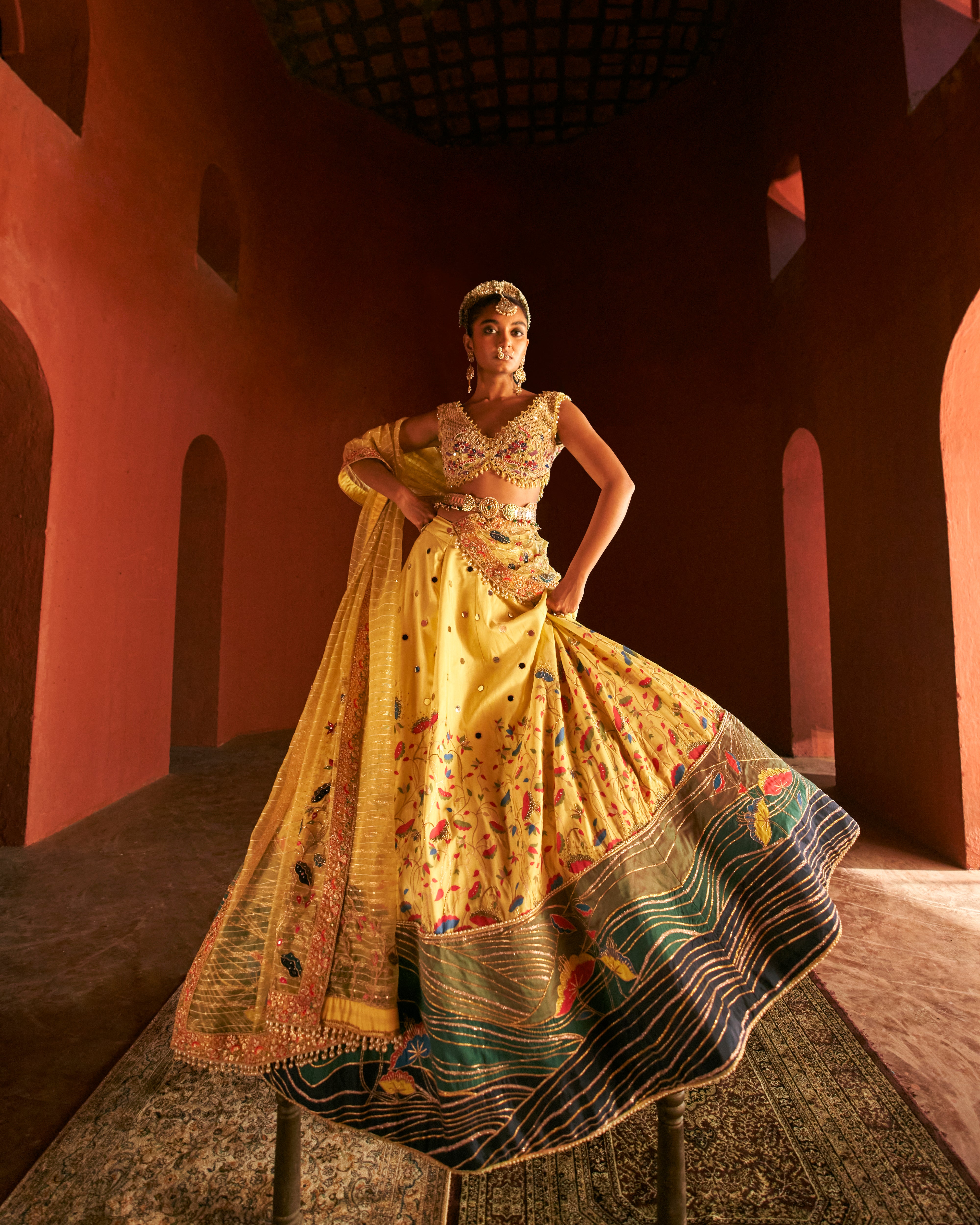 Yellow Zari Woven Paithani Lehenga