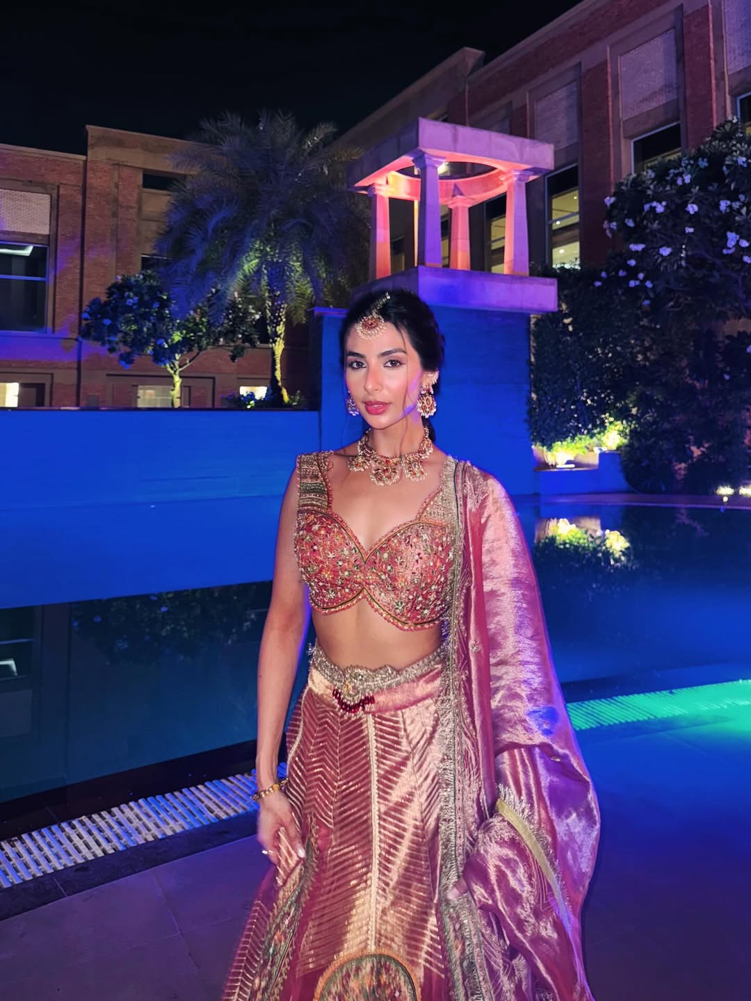 Laila Faisall in our Pink silk zari tissue lehnga set