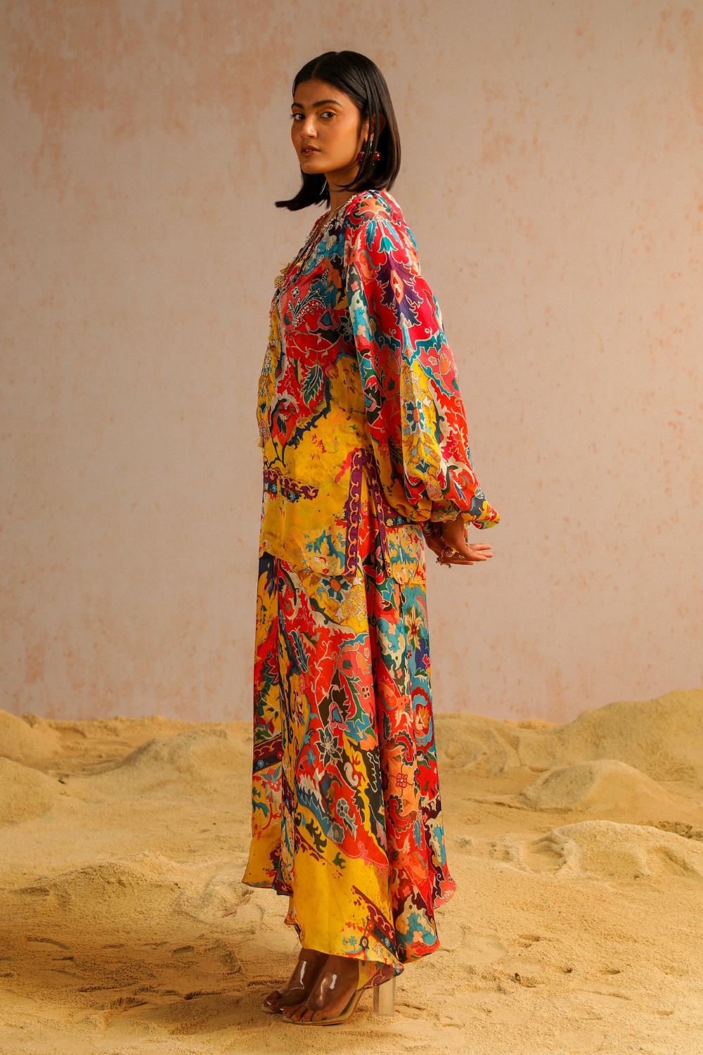 Yello A-line pants with short kurti