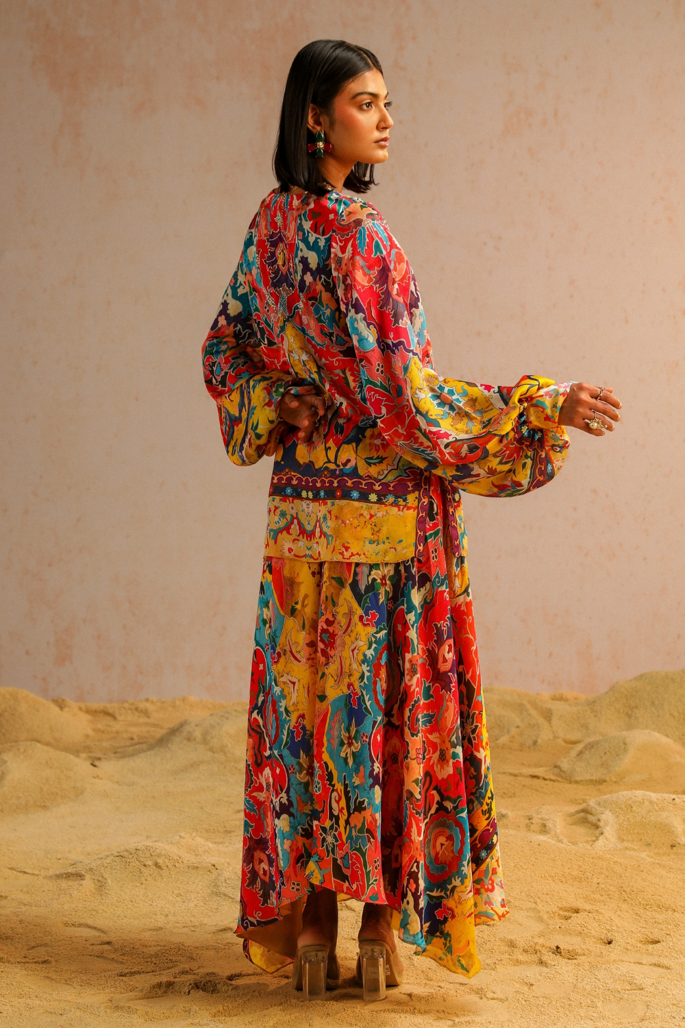 Yello A-line pants with short kurti