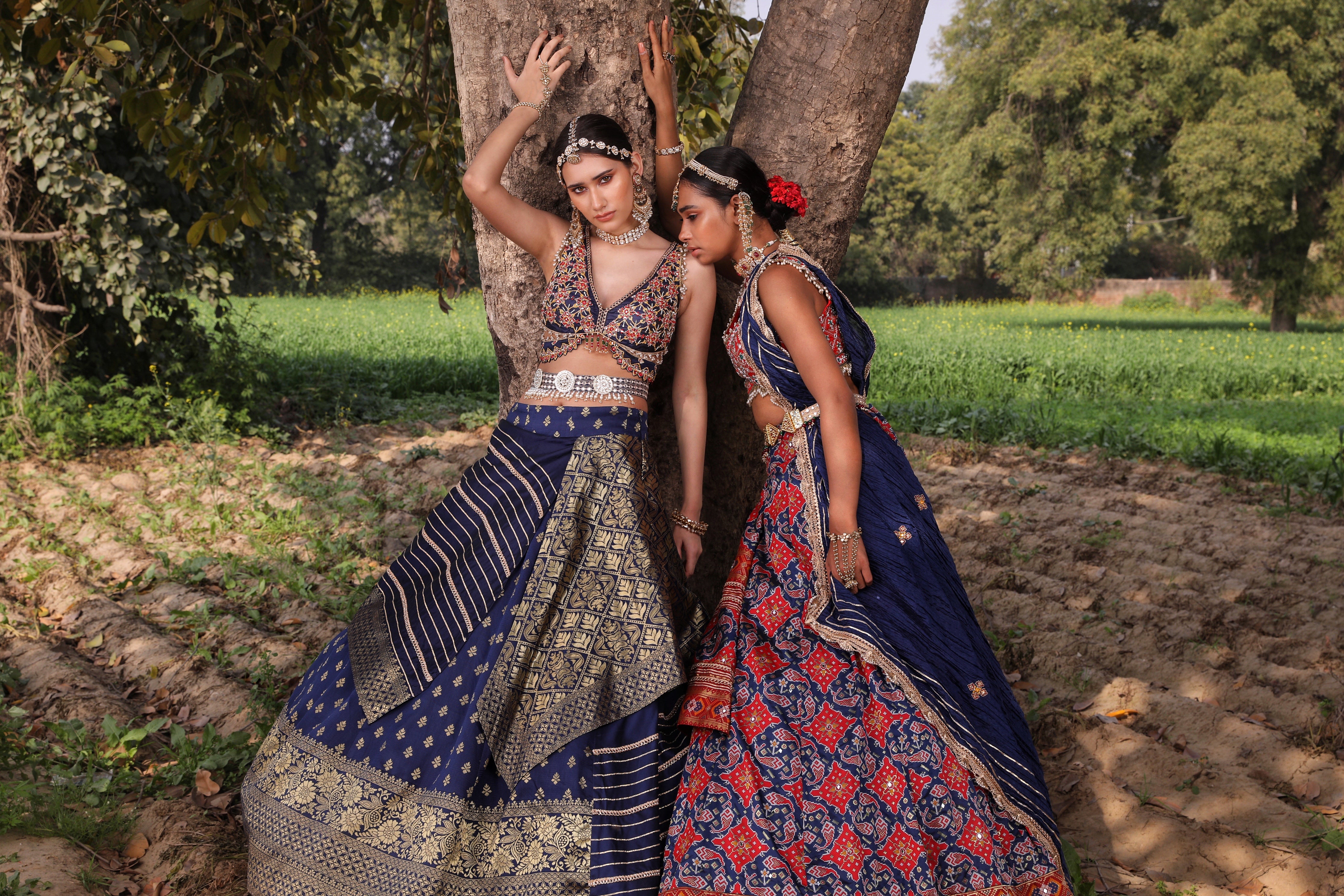 Women's Midnight Blue Woven Patola Lehenga