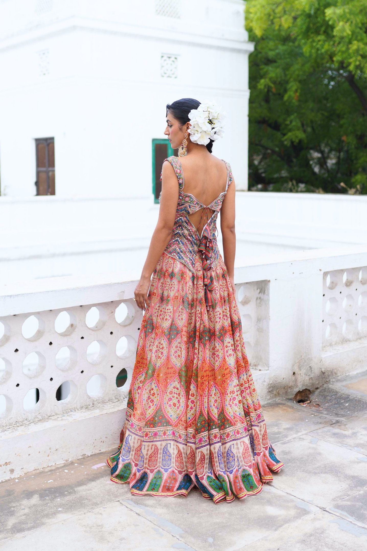 Orange corset skirt set