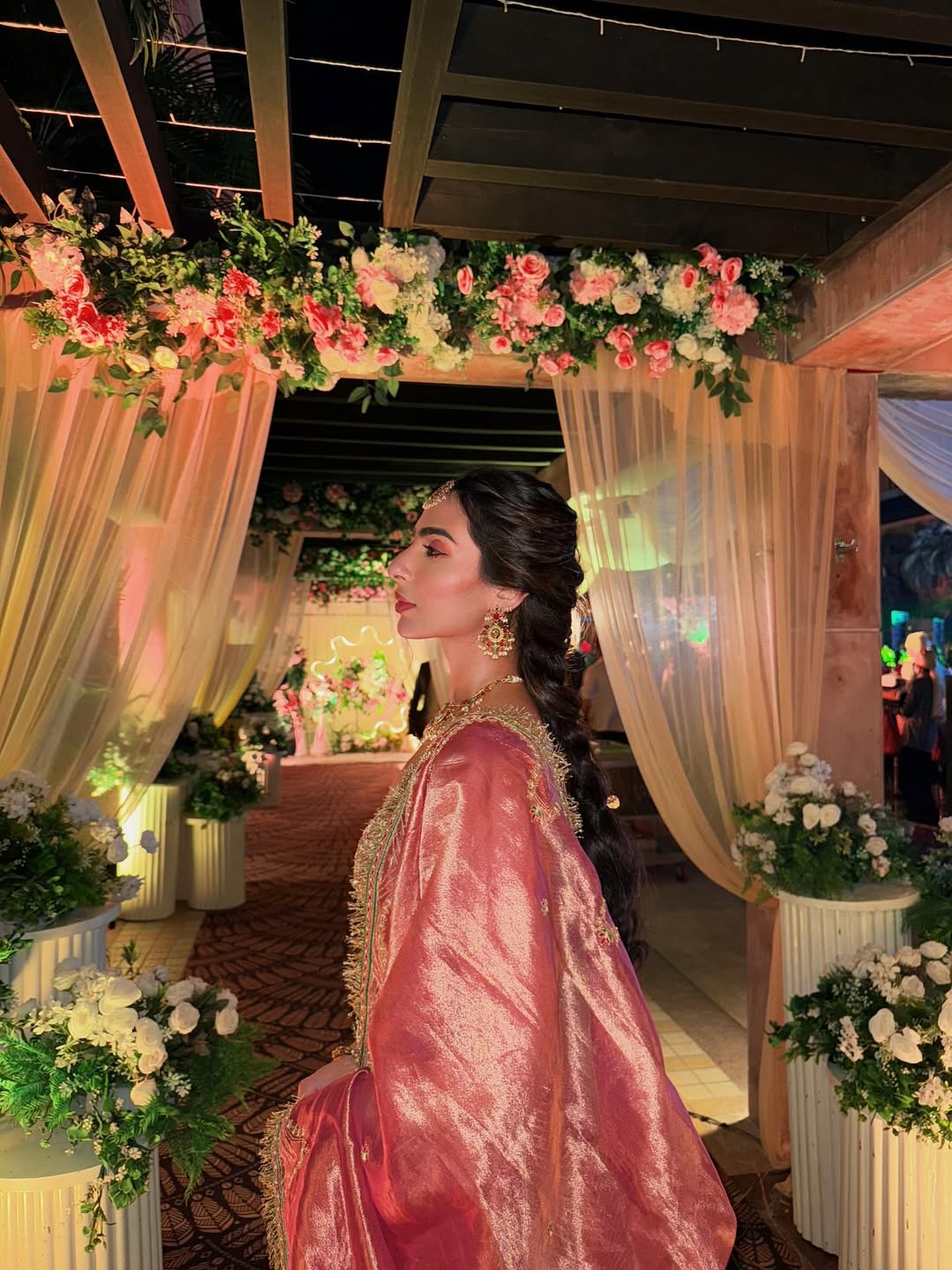 Laila Faisall in our Pink silk zari tissue lehnga set