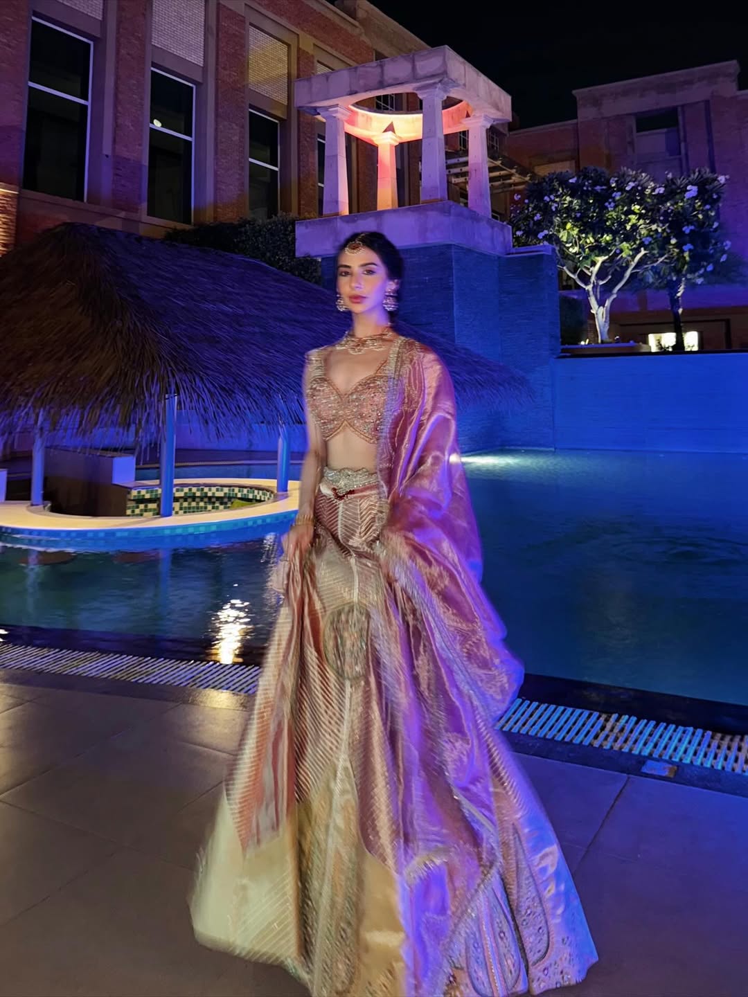 Laila Faisall in our Pink silk zari tissue lehnga set