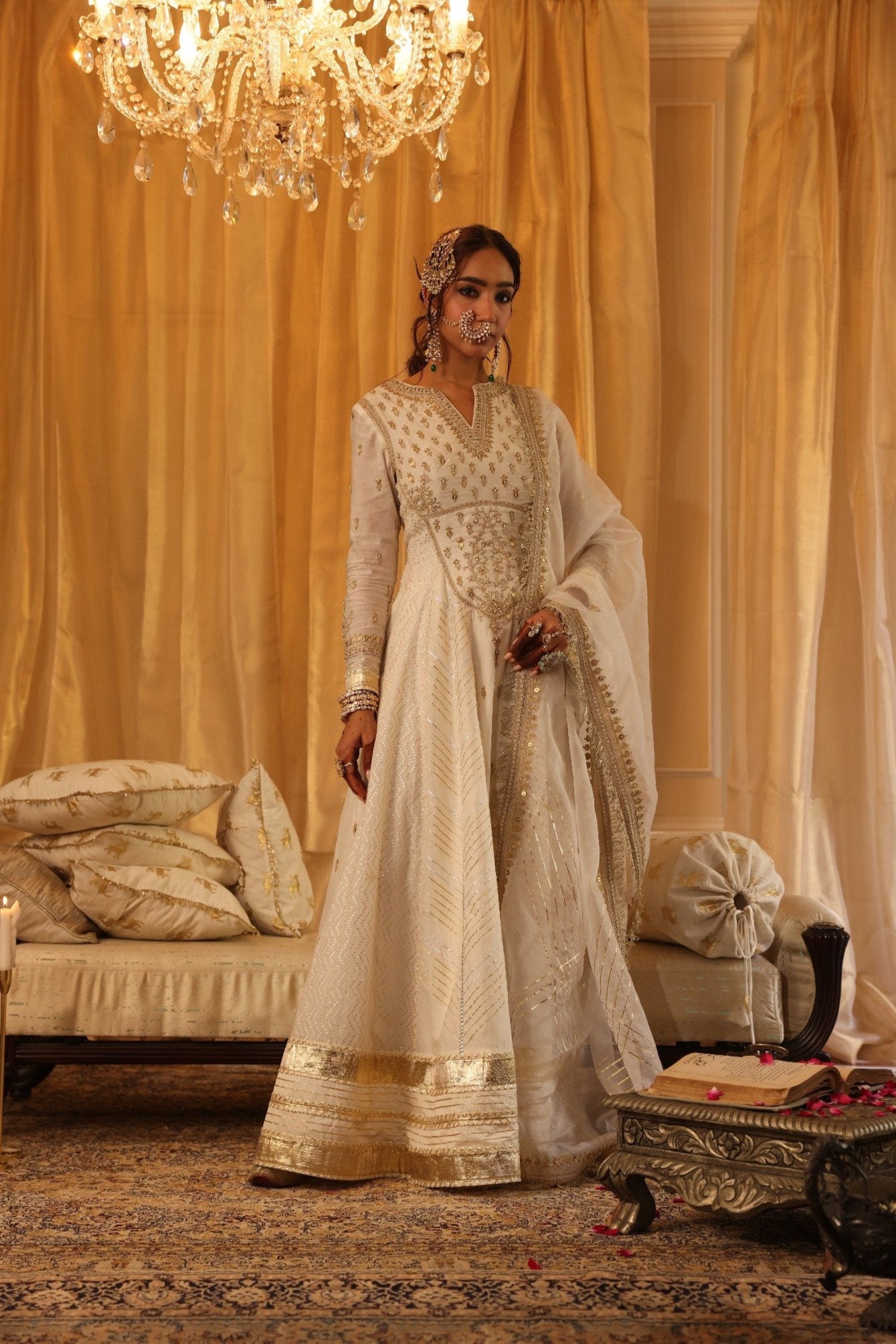Nikki Mehra in our Ivory Chanderi Silk Anarkali Set
