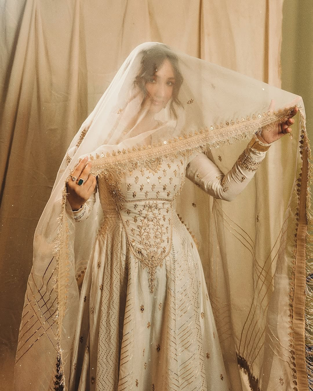 Akansha Sharma in our Ivory Chanderi Silk Anarkali Set