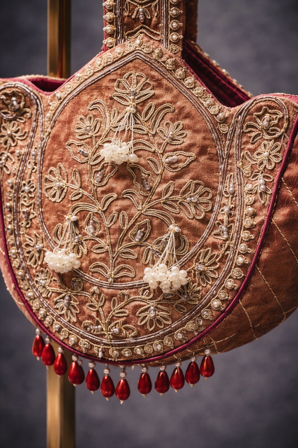 Pink Silk Zari Tissue bag