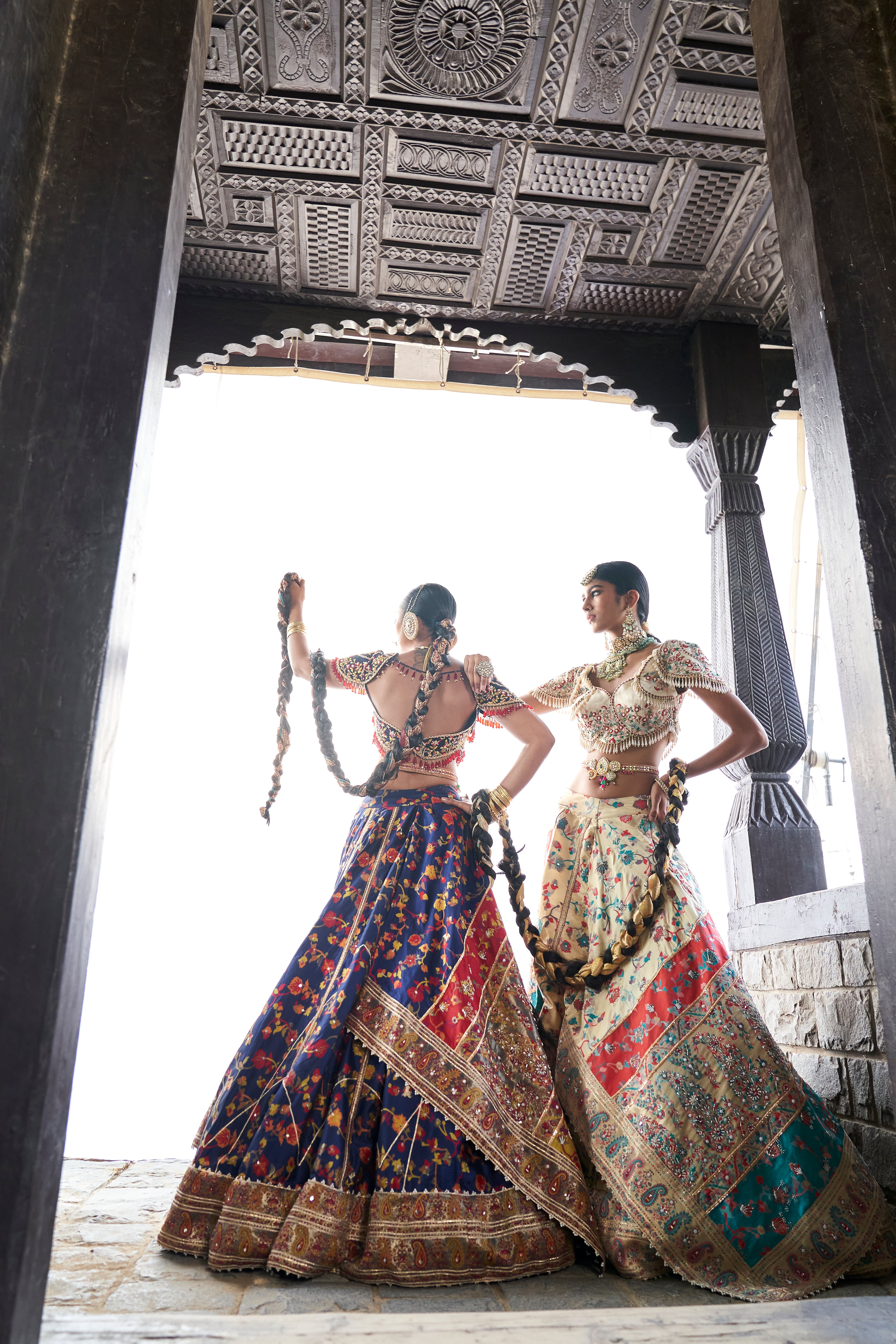 Mid-night Blue Kani Embroidered Lehenga