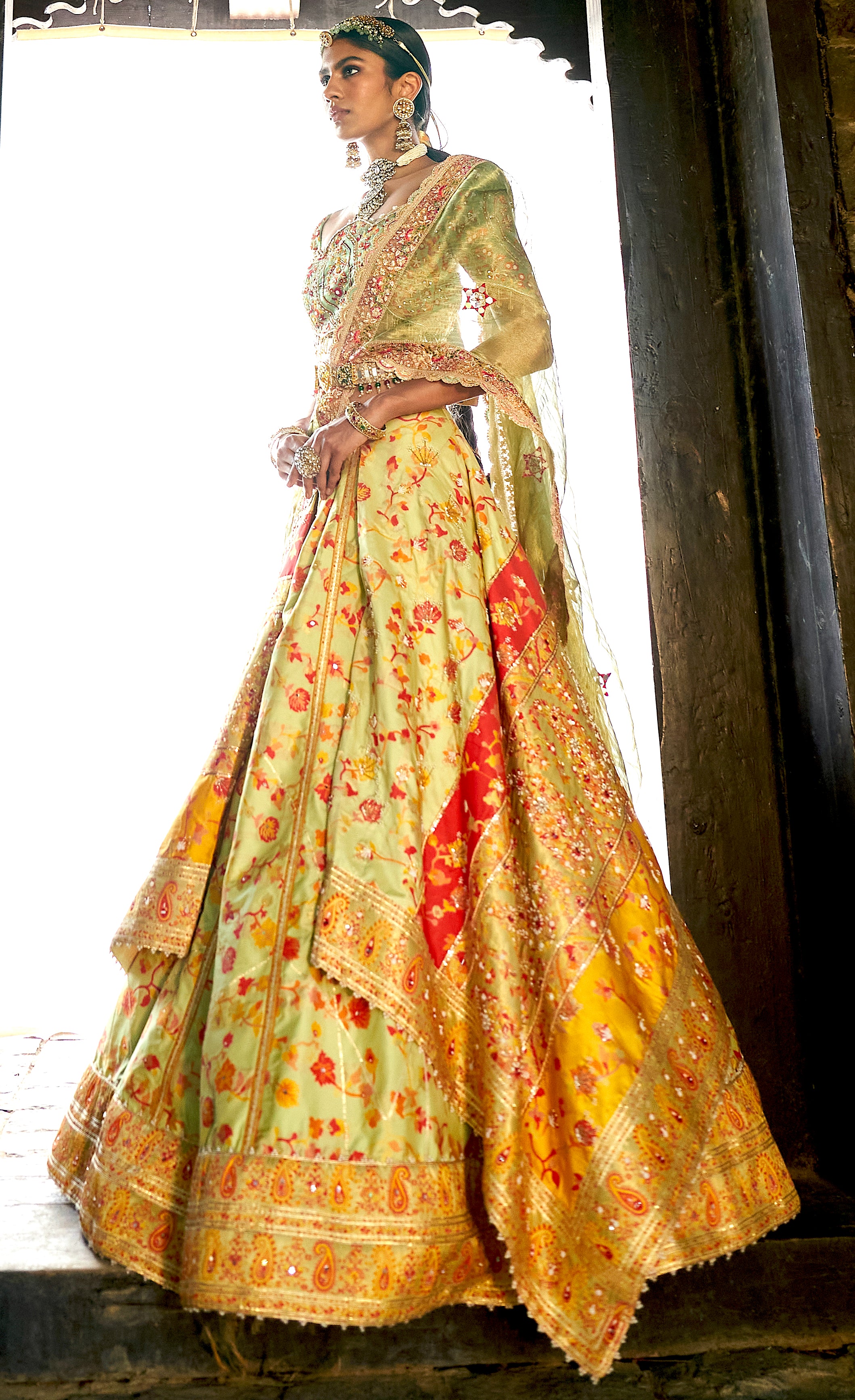 Pista kani Embroidered Lehenga