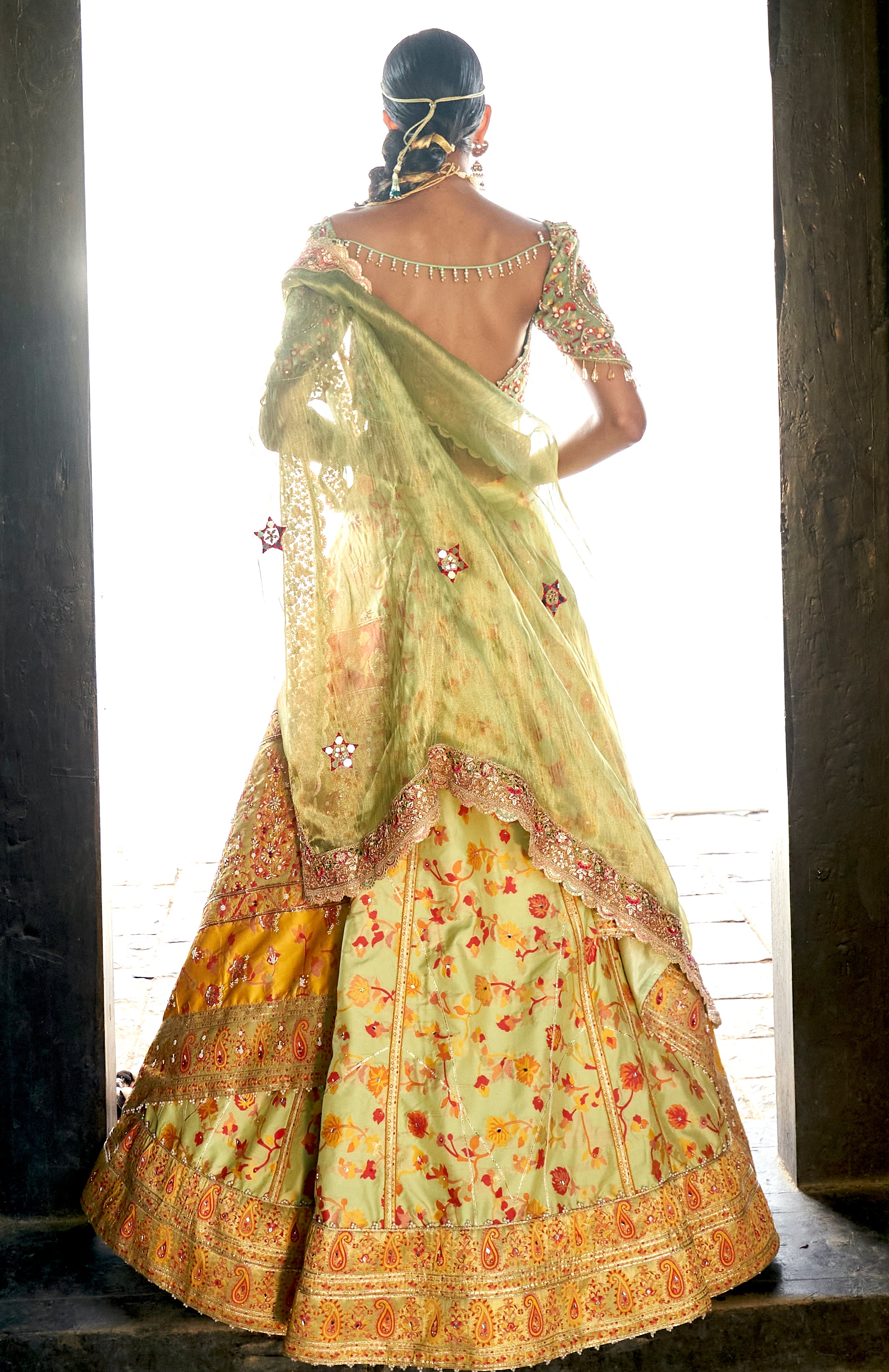 Pista kani Embroidered Lehenga