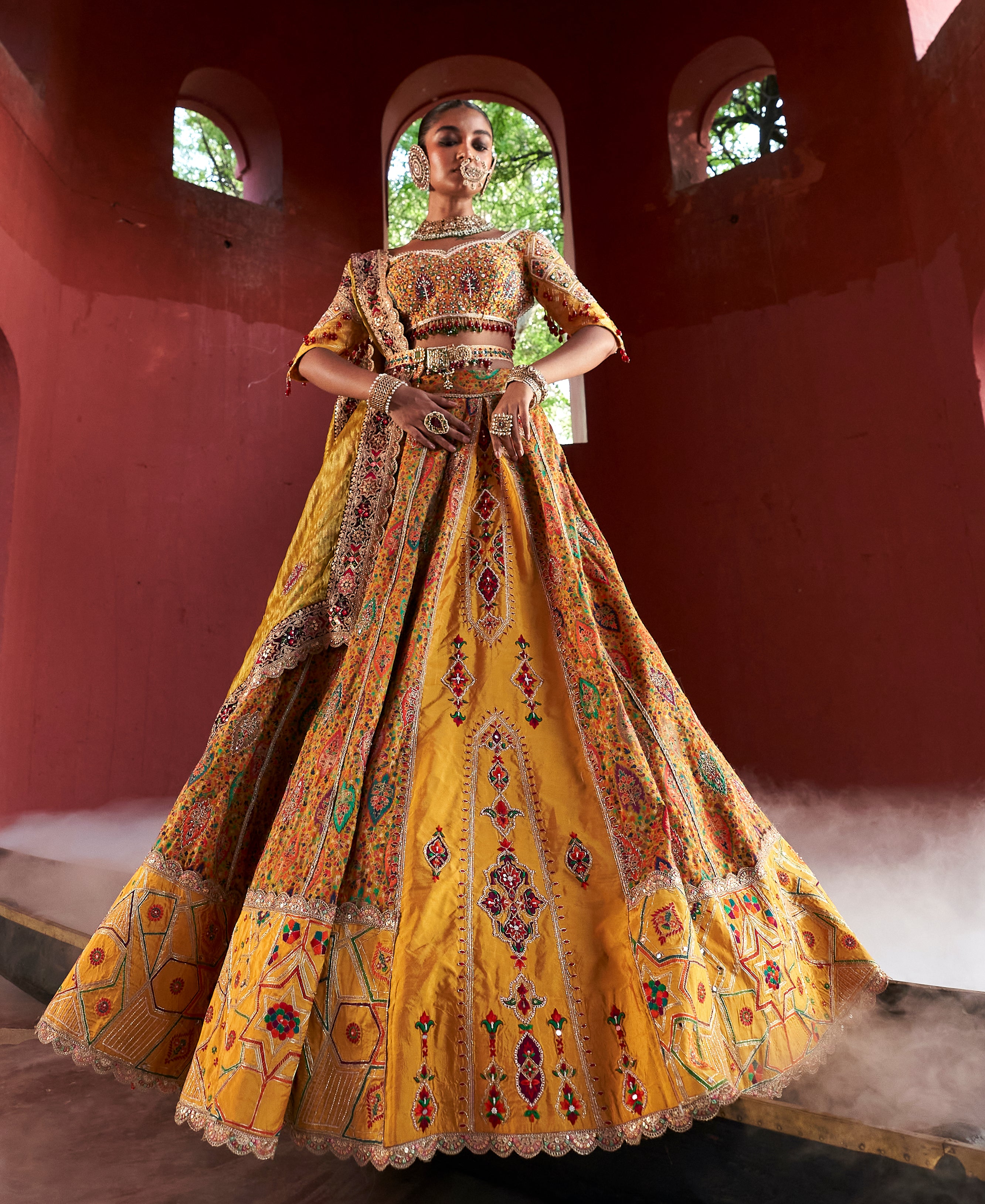 Yellow Jamawar Lehnga