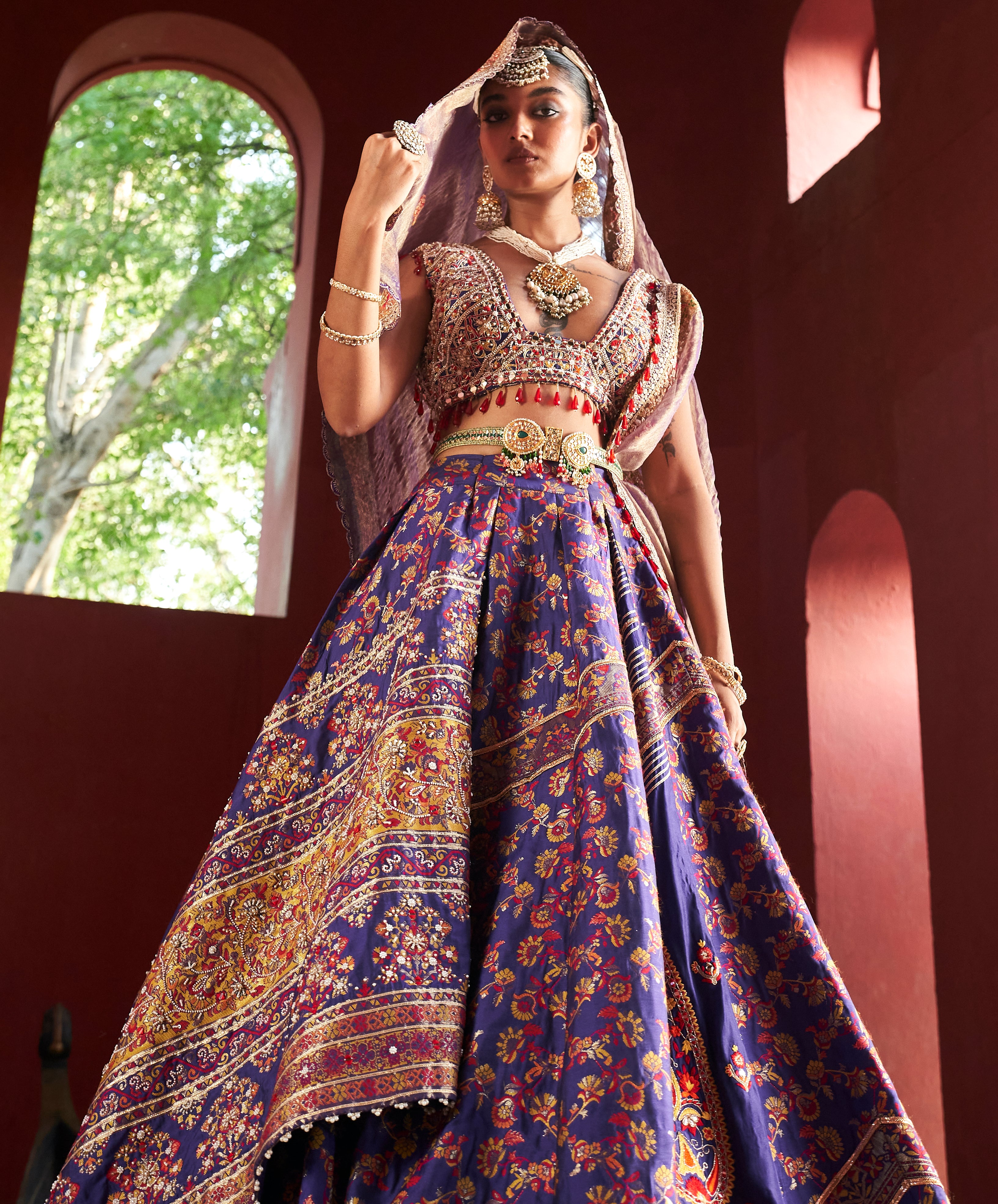 Purple kani Embroidered Lehenga