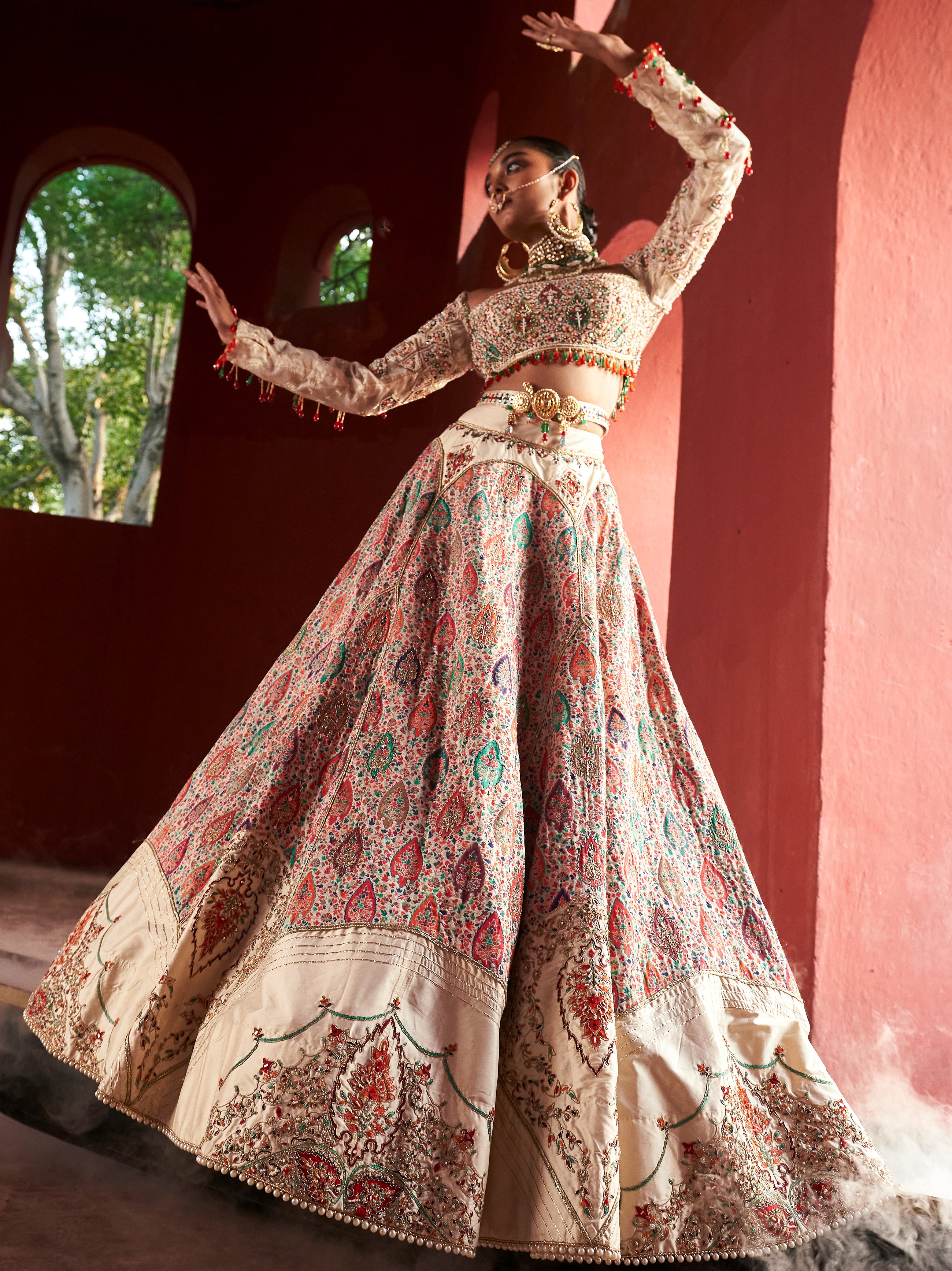 Ivory Jamawar Lehenga