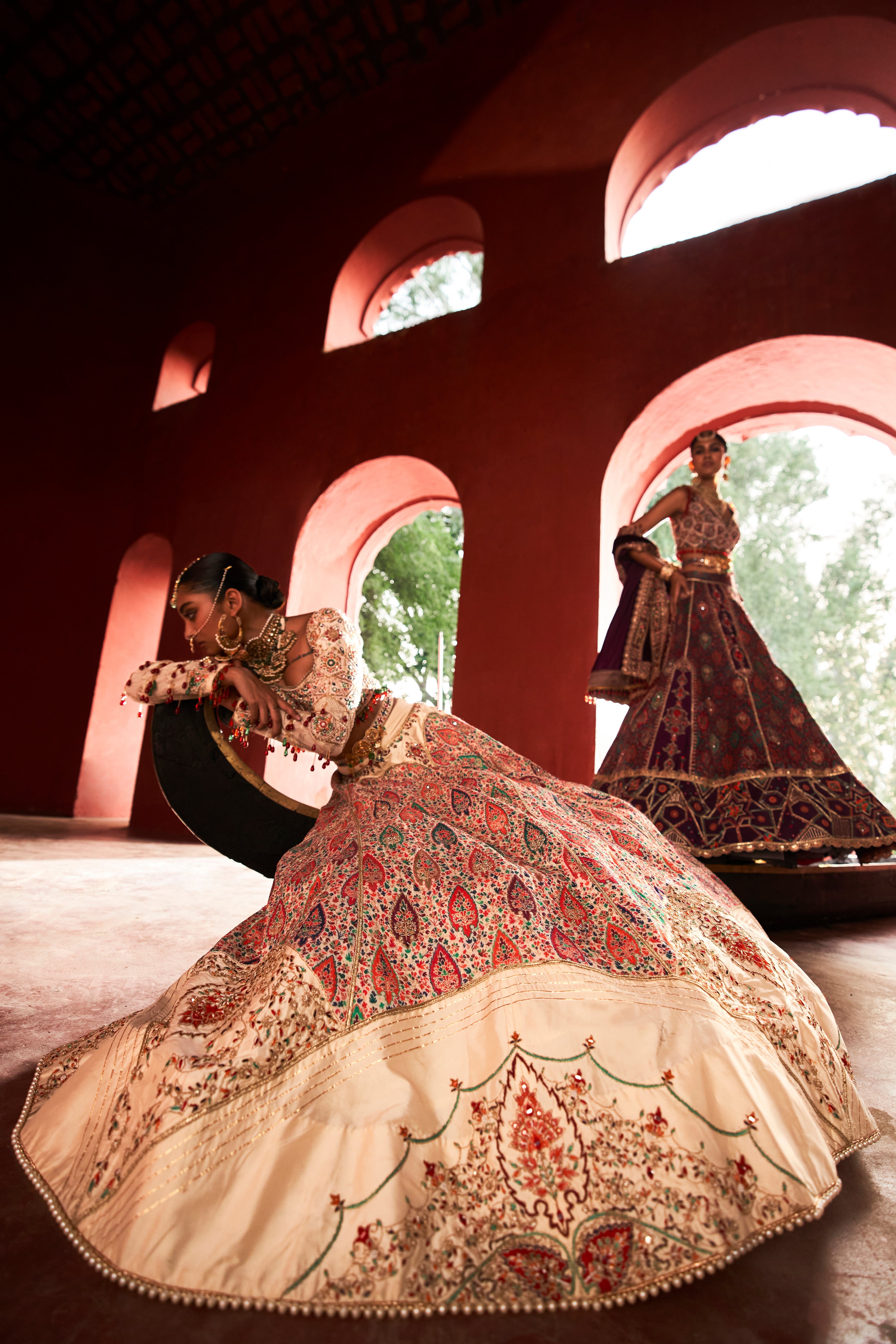Ivory Jamawar Lehenga