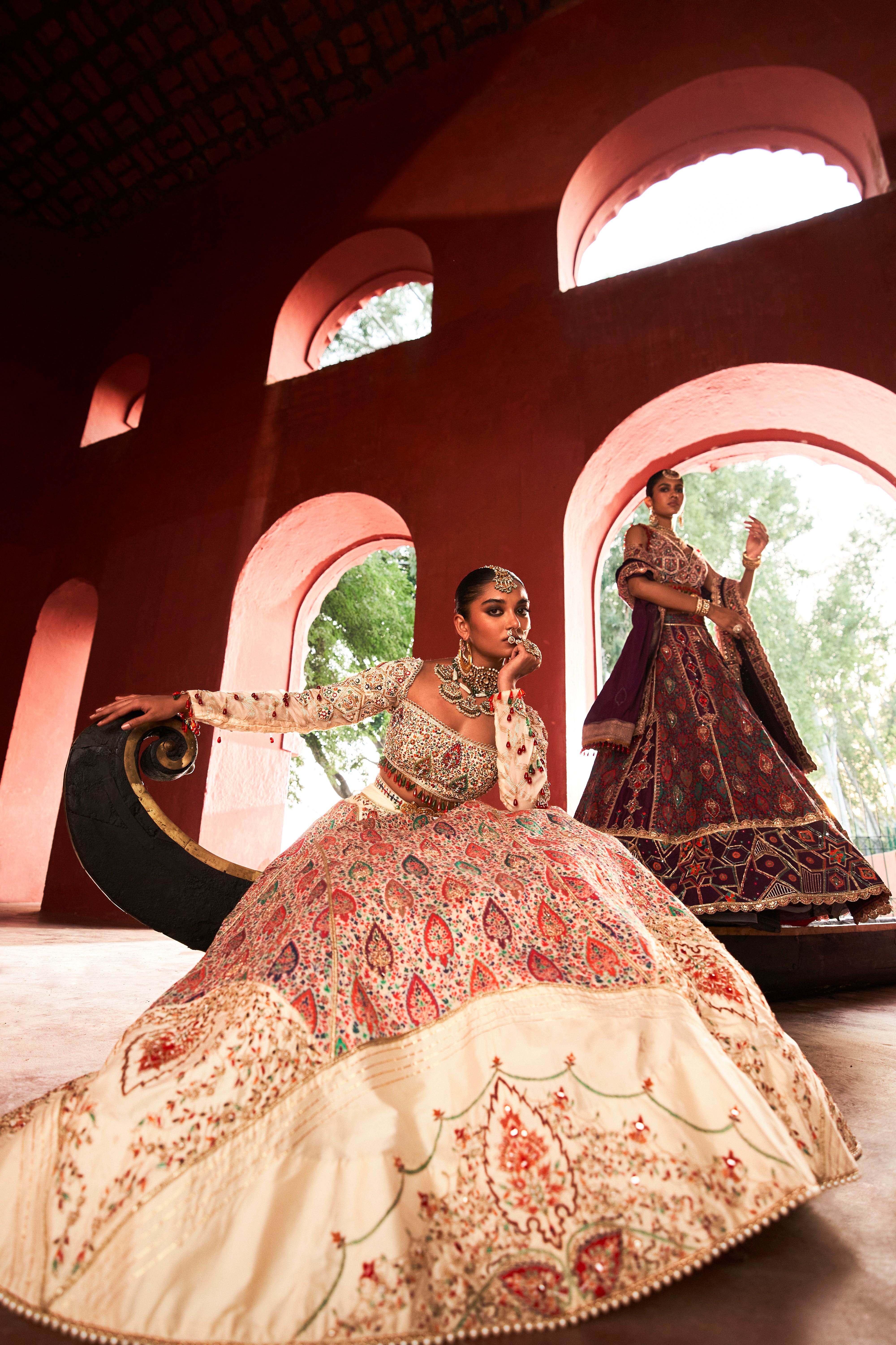 Ivory Jamawar Lehenga