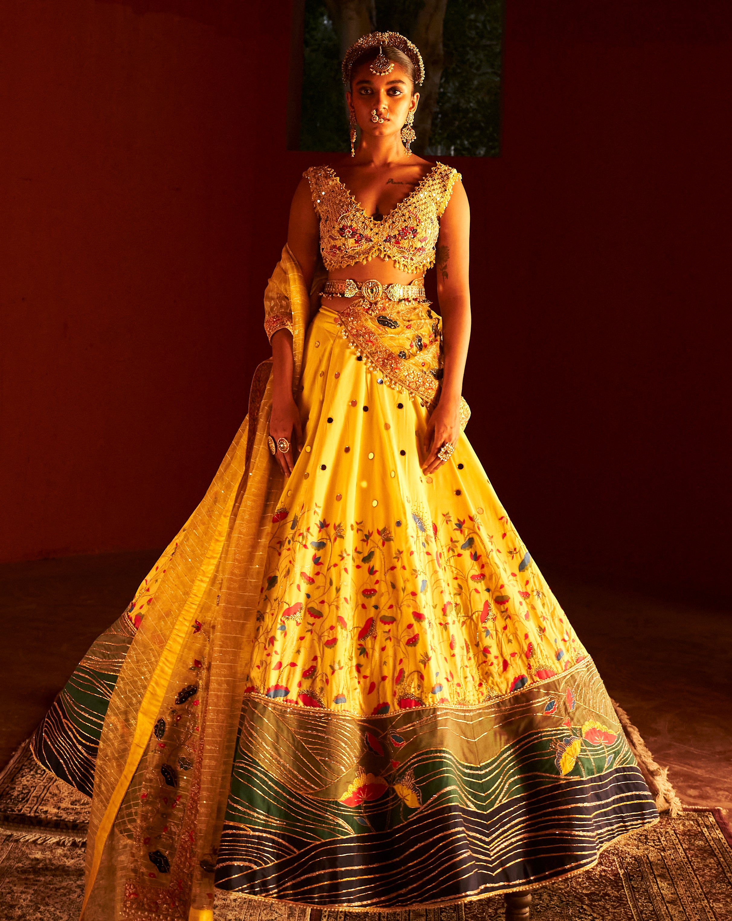 Yellow Zari Woven Paithani Lehenga