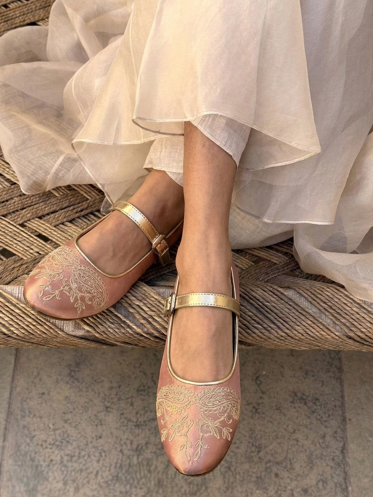 Salmon peach ballerina flats