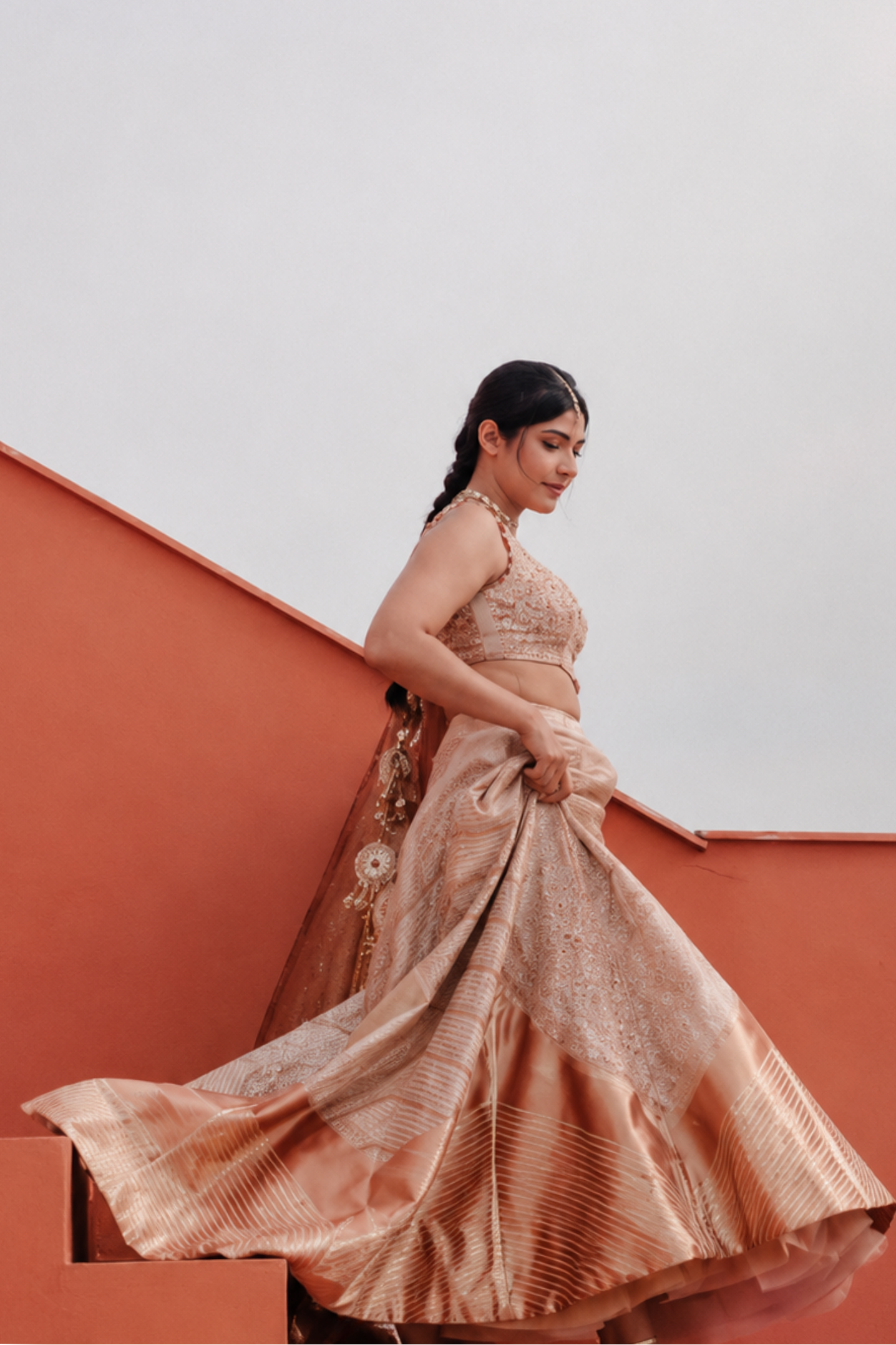 Soundarya Thakur in our Rose Gold Pure Zari Tissue Lehenga Set