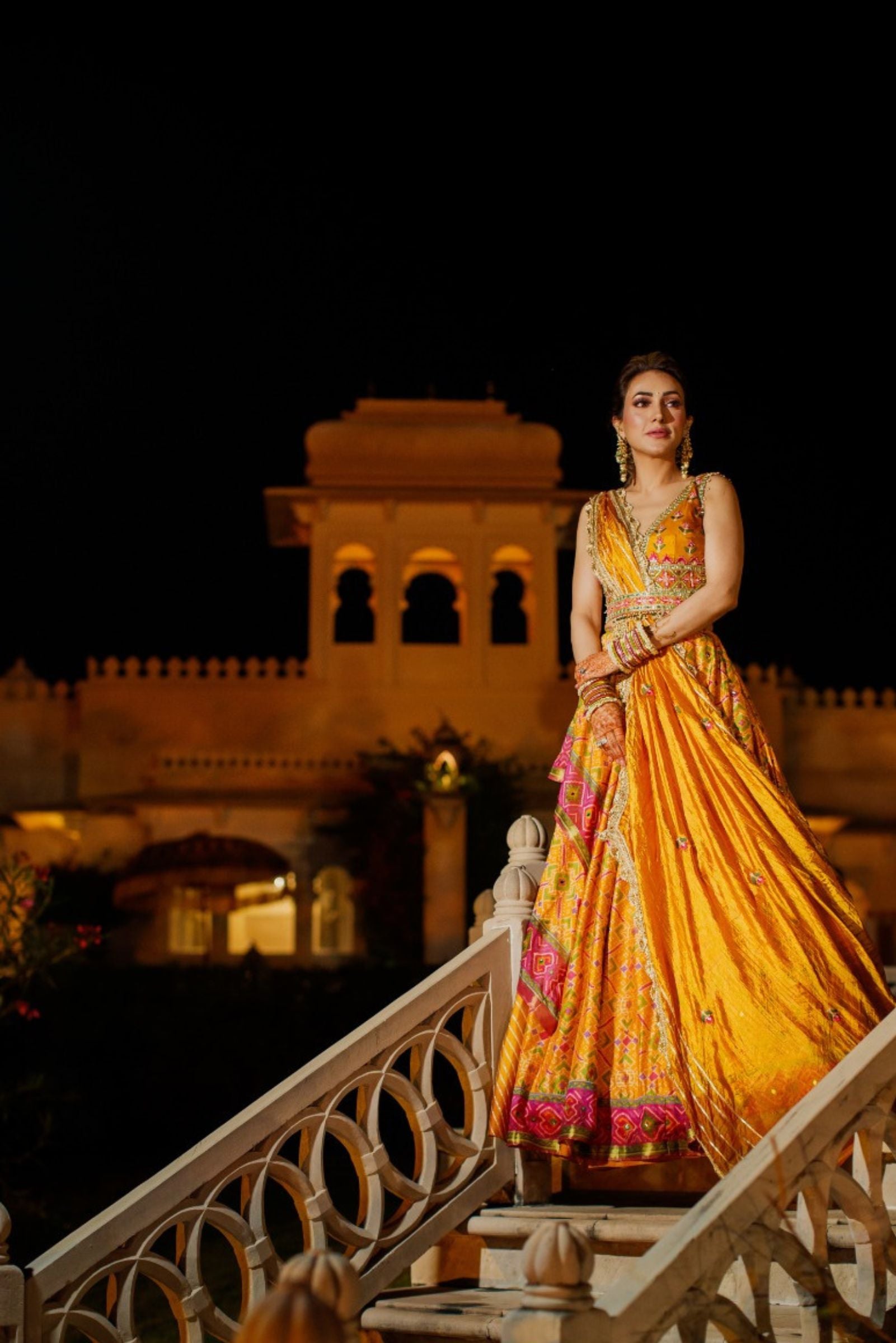 Women's Yellow Printed Patola Lehenga Set