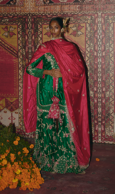 Pink Embroidered Potli with Strap