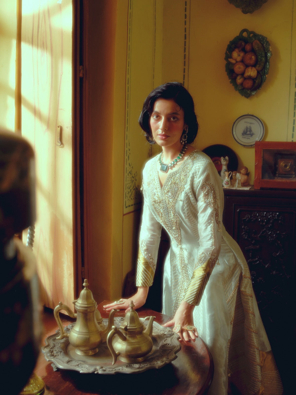 Mehak bakshi in our Pearl gold silk zari tissue anarkali