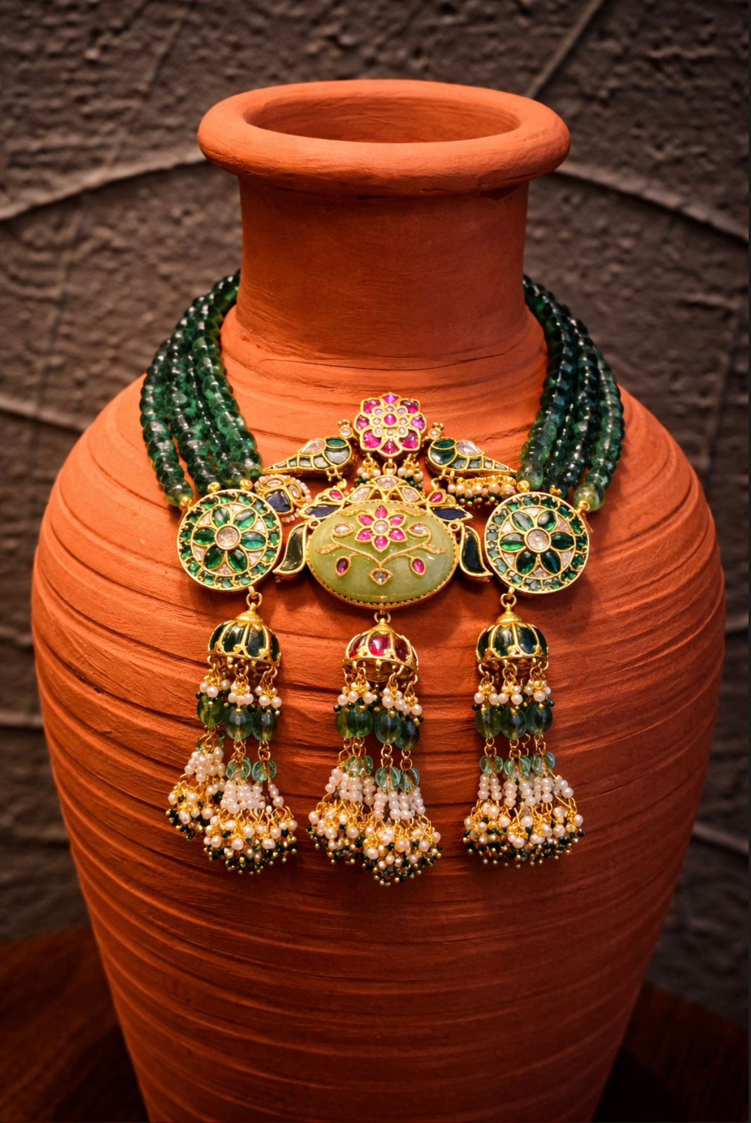 Emerald Meenakari Heritage Necklace