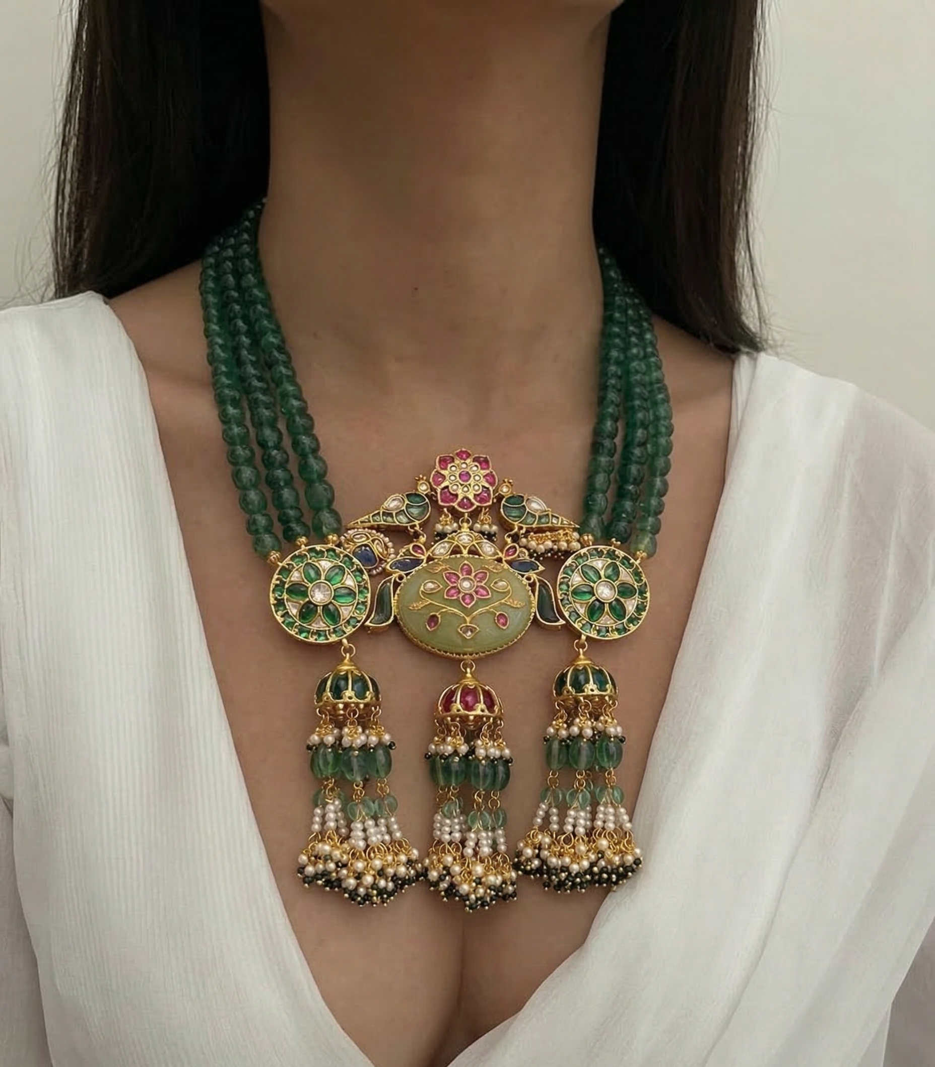 Emerald Meenakari Heritage Necklace