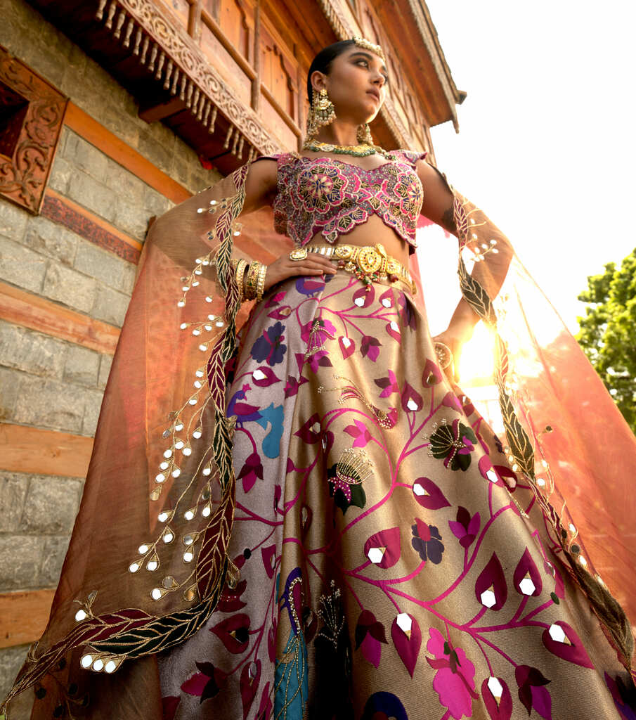 Purple Zari Woven Paithani Lehenga