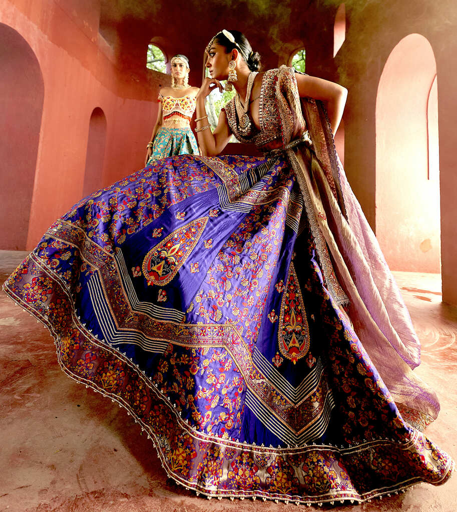 Purple kani Embroidered Lehenga