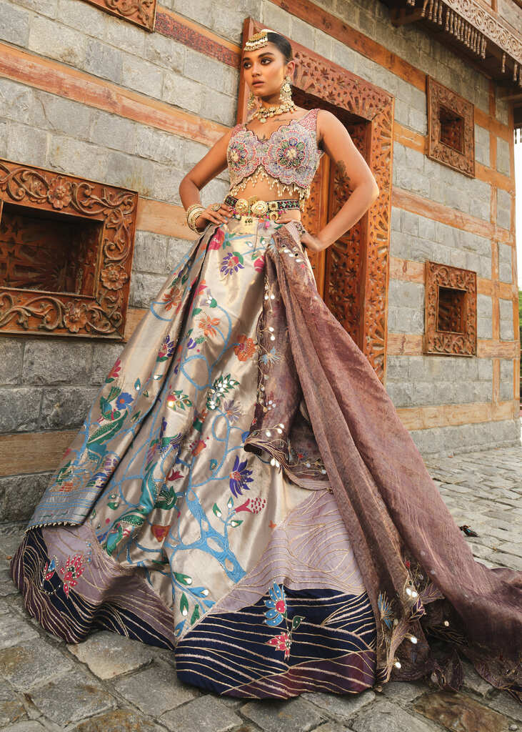 Purple Zari Woven Paithani Lehenga