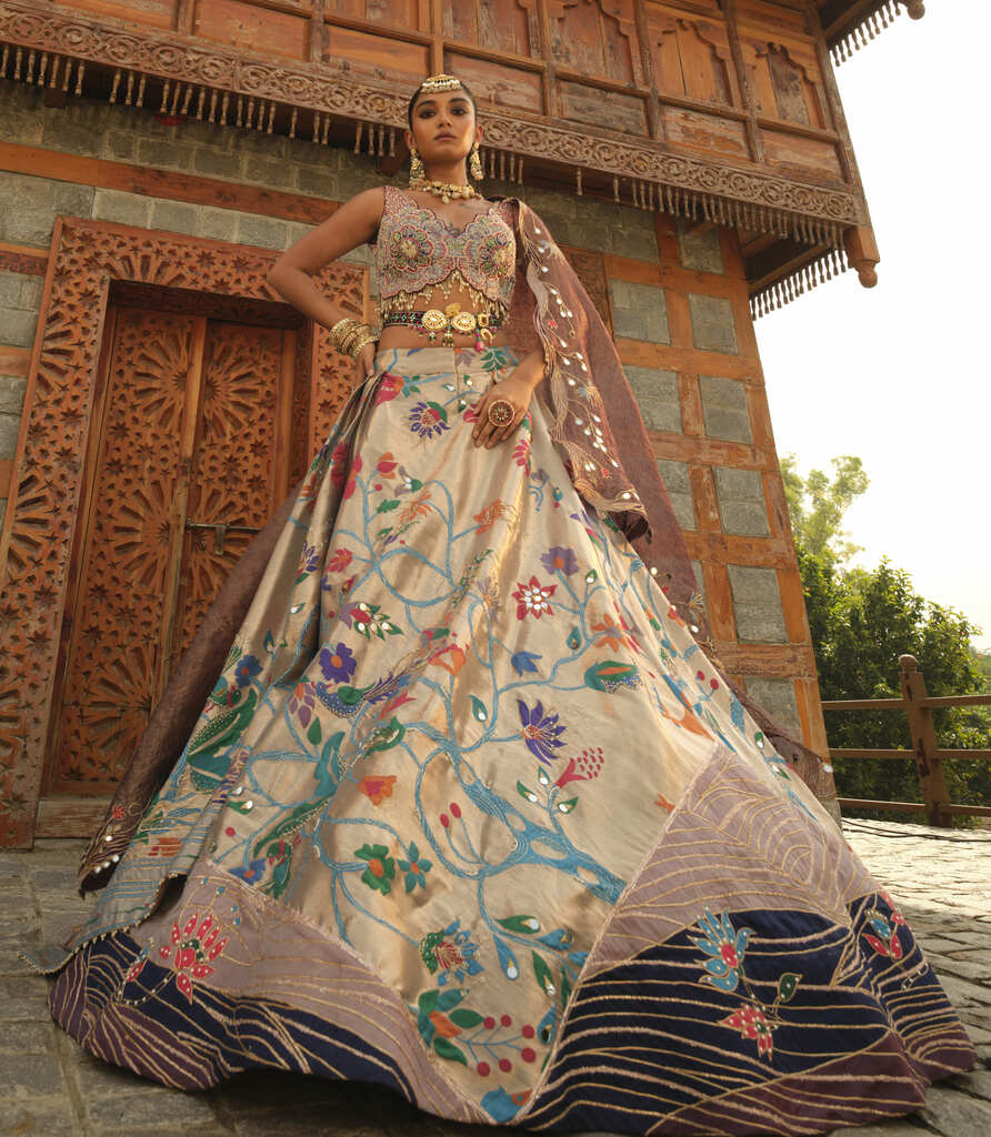 Purple Zari Woven Paithani Lehenga