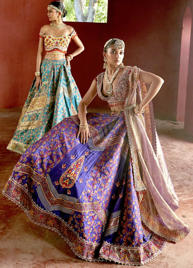 Purple kani Embroidered Lehenga