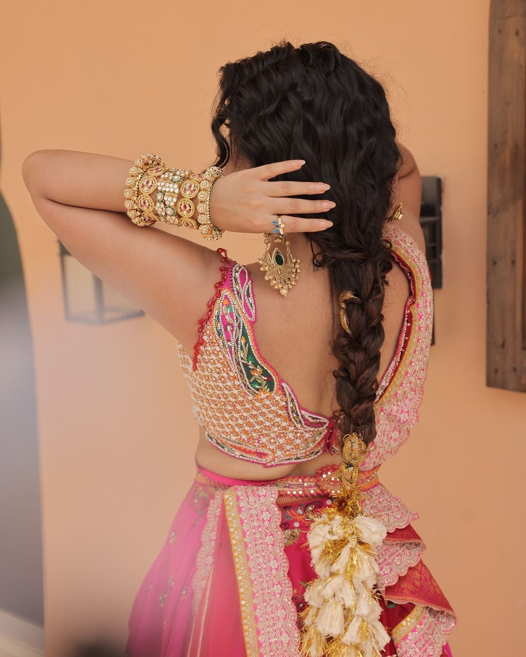 Kritika Khurana in our Hot pink jacquard silk banarasi lehenga set