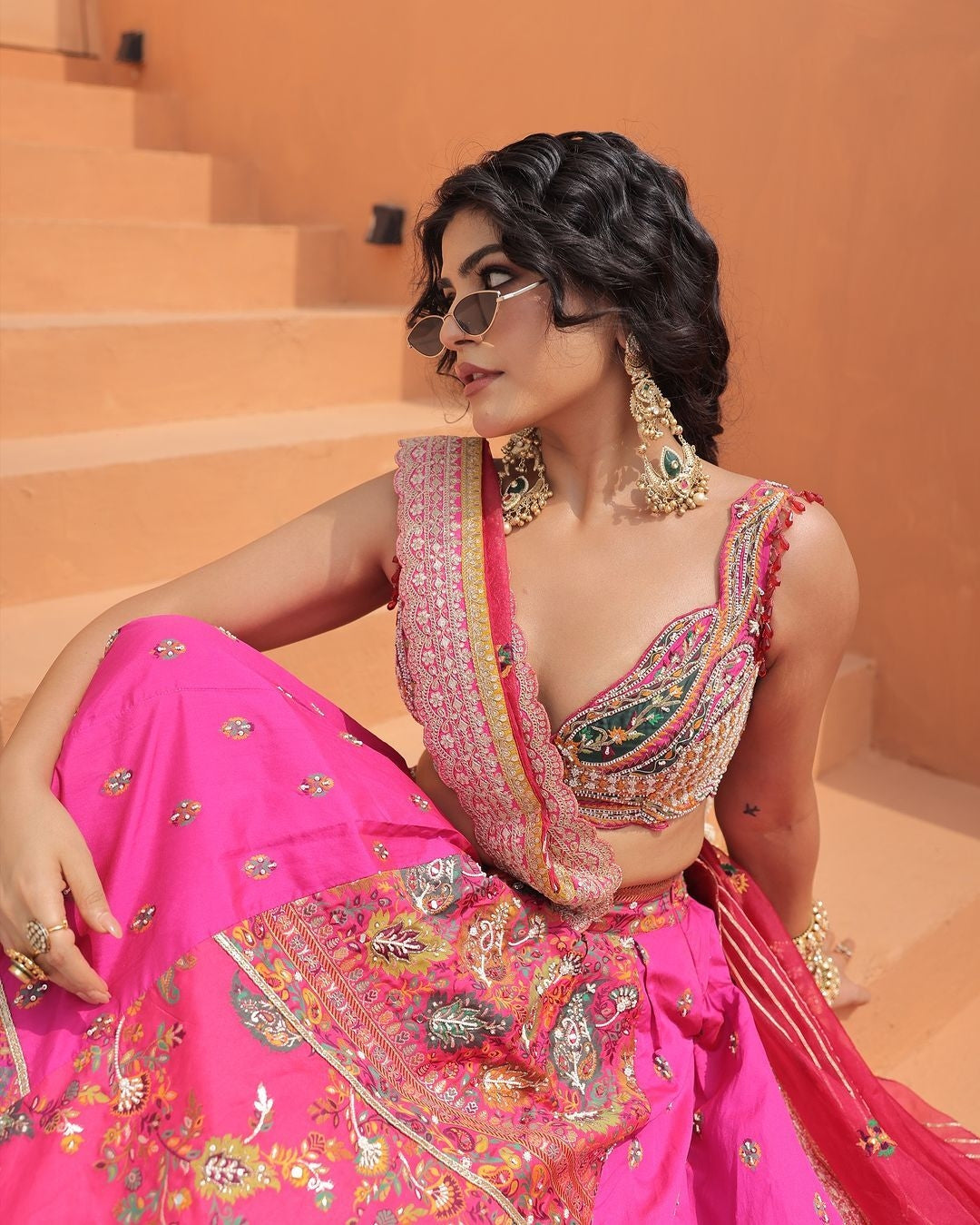 Kritika Khurana in our Hot pink jacquard silk banarasi lehenga set