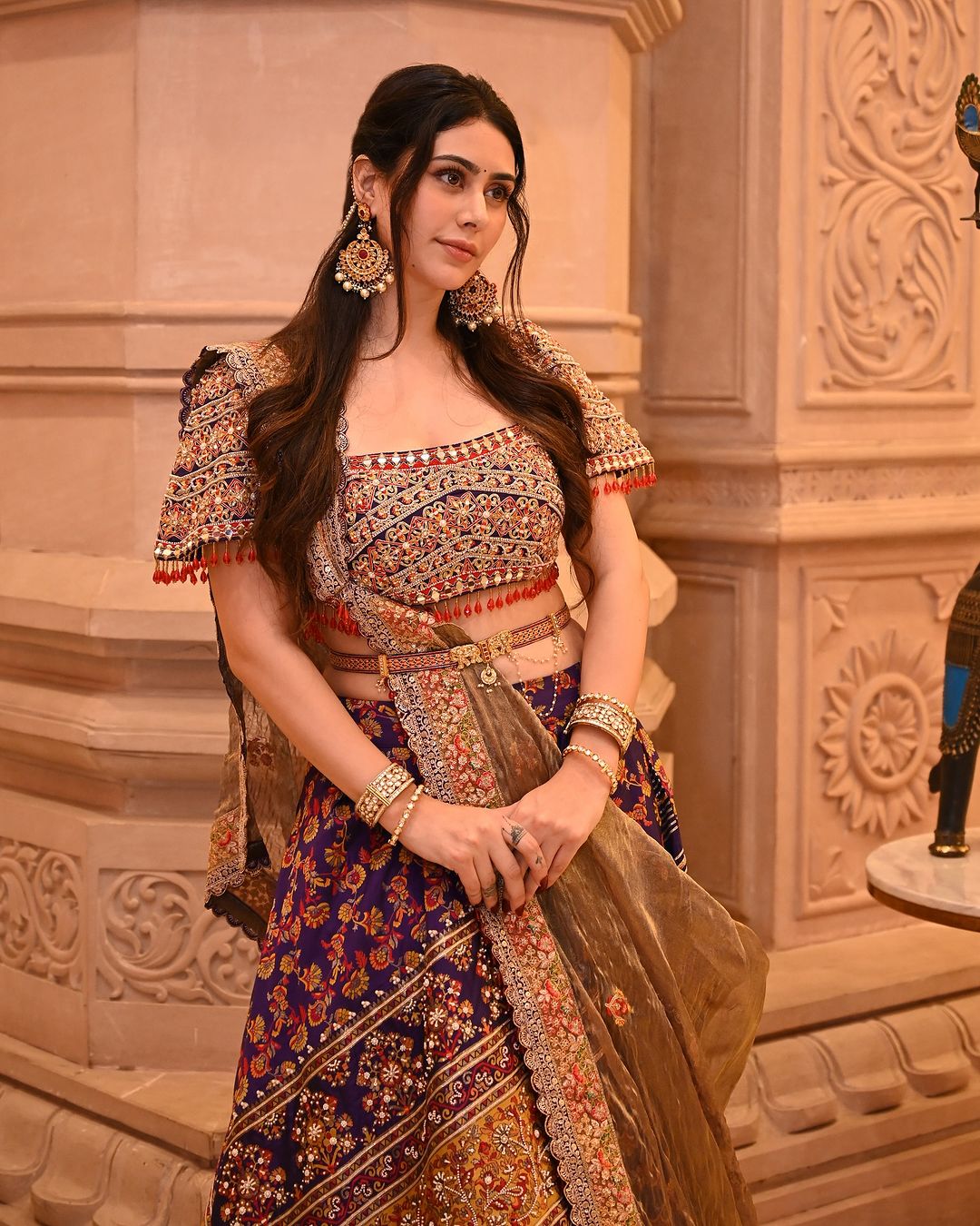 WARINA HUSSAIN in our Purple kani Embroidered Lehenga