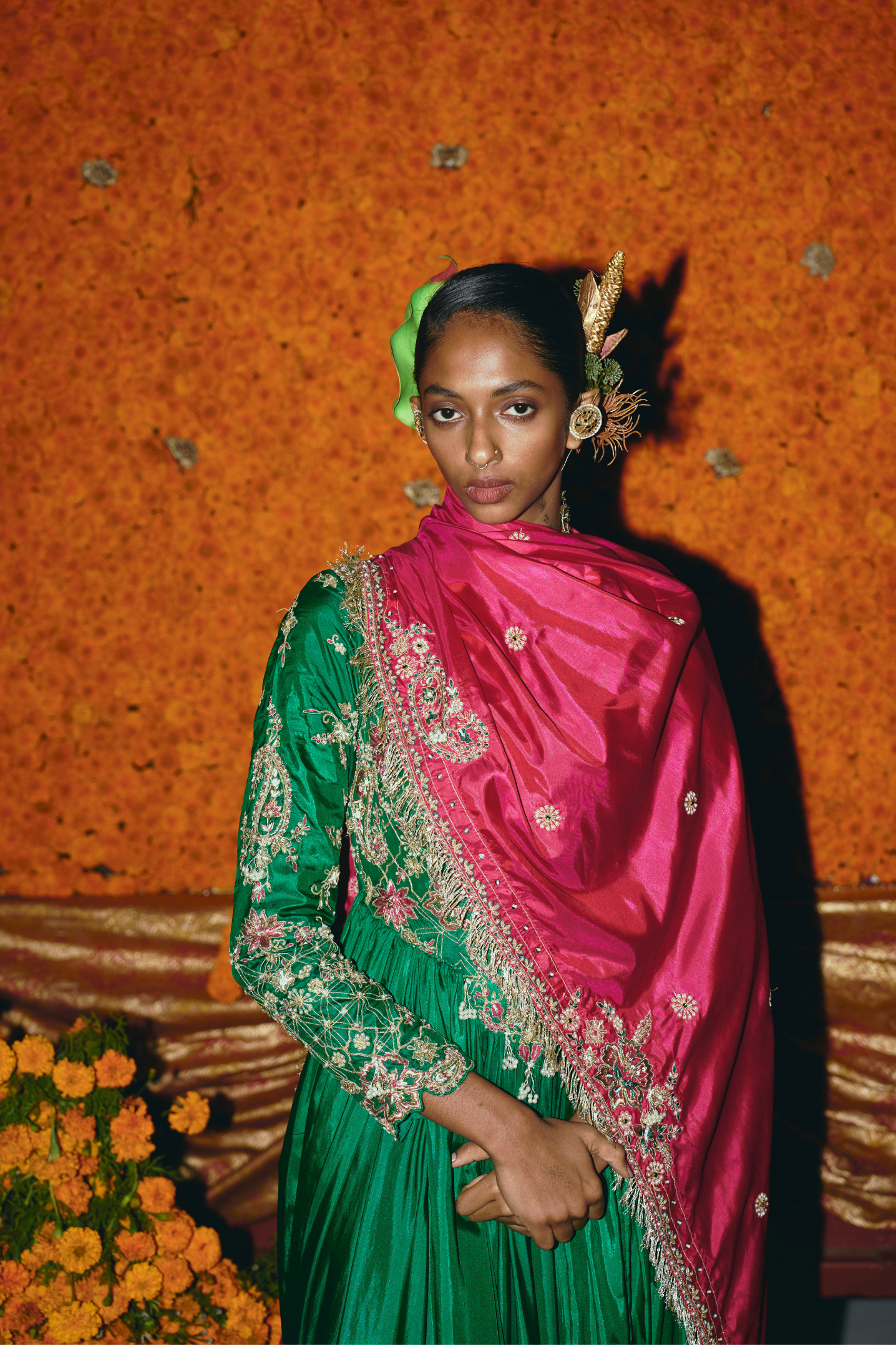 Green Soft Silk Anarkali Set