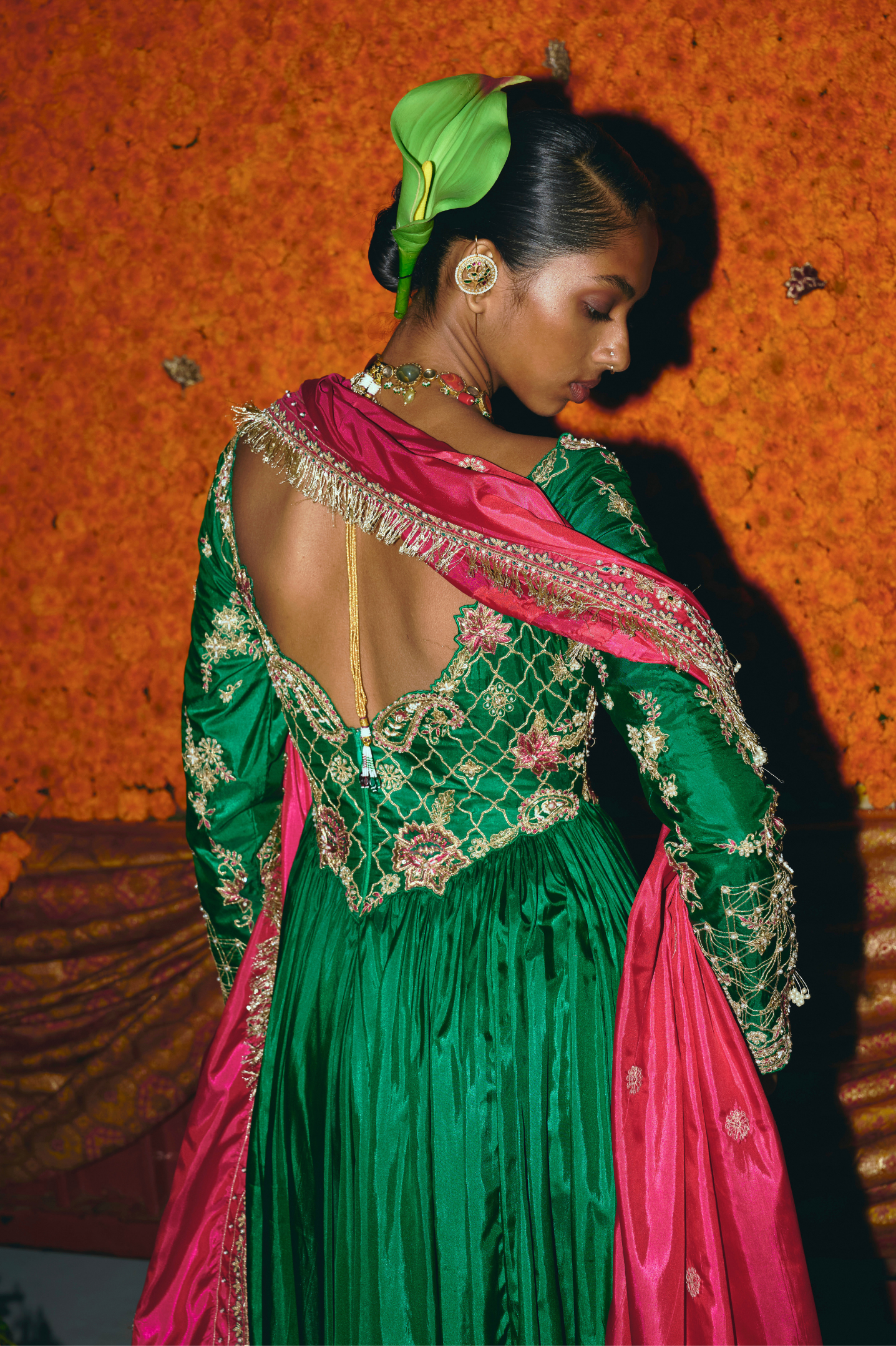 Green Soft Silk Anarkali Set