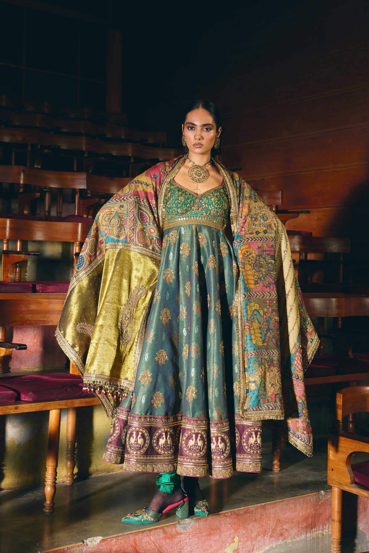 Mādhurya Līlā teal anarkali set
